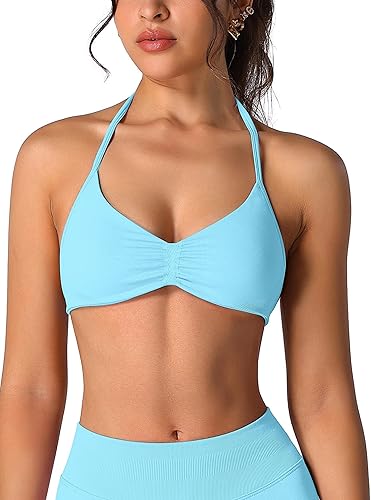 ABOCIW Women Workout Impact Strappy Bra Medium Low Support Halter Sports Bras Se
