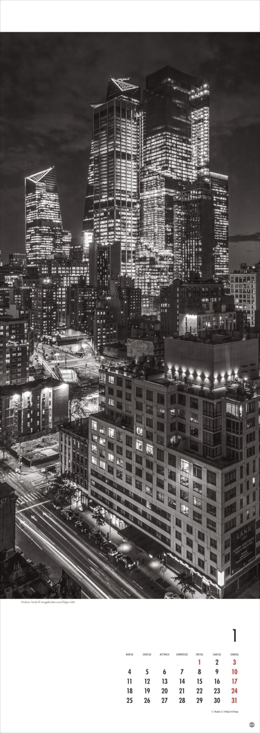 New York Vertical Kalender 2027: Beeindruckende Schwarz-Weiß-Aufnahmen in einem länglichen Kalender - passend zur New Yorker Skyline. Dekorativer Wand-Kalender.