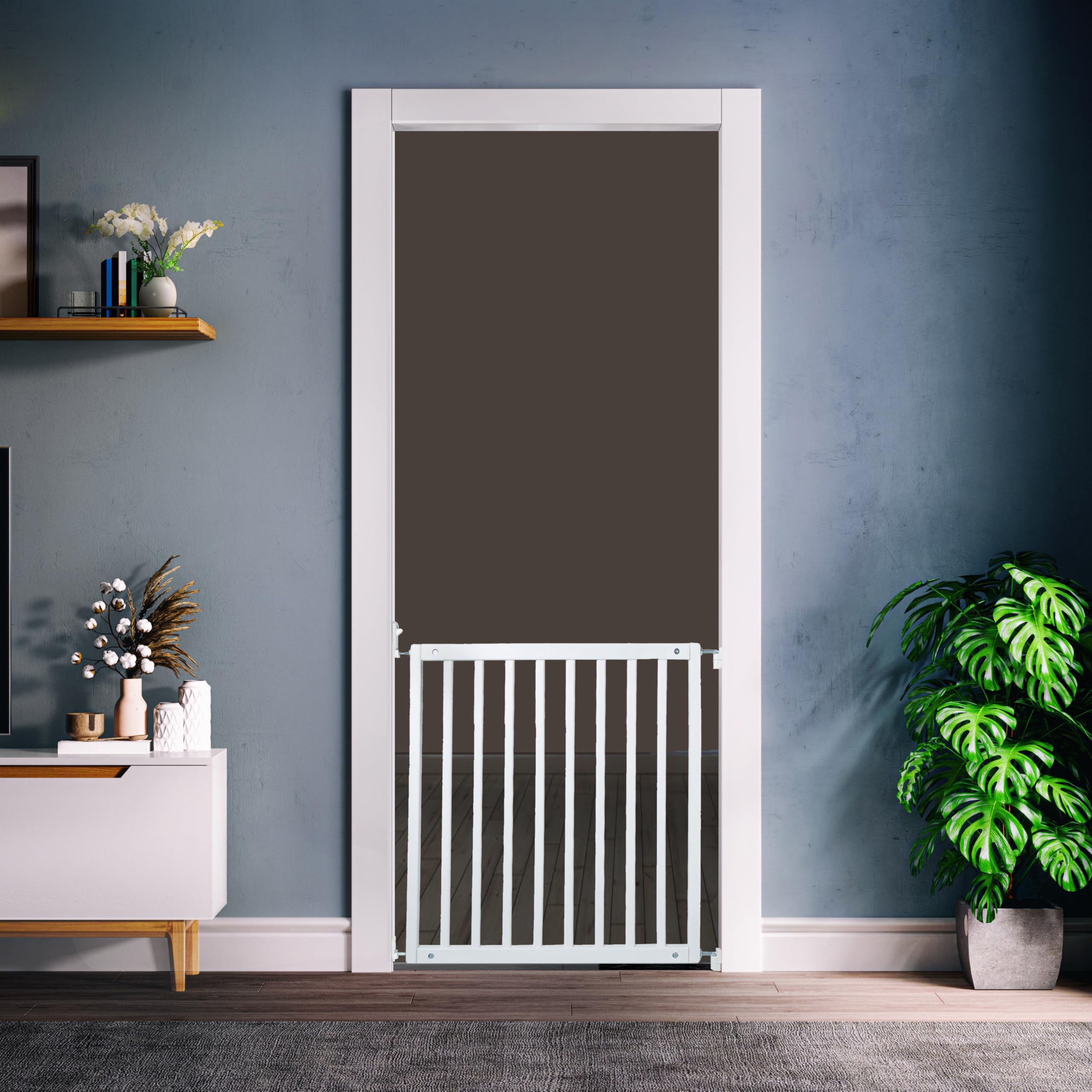 Safetots Simply Secure Barrera de Madera, 72 cm - 79 cm, Blanco, Barrera para escaleras de Madera, Barrera para bebés atornillado, Barrera de Seguridad Elegante y práctica