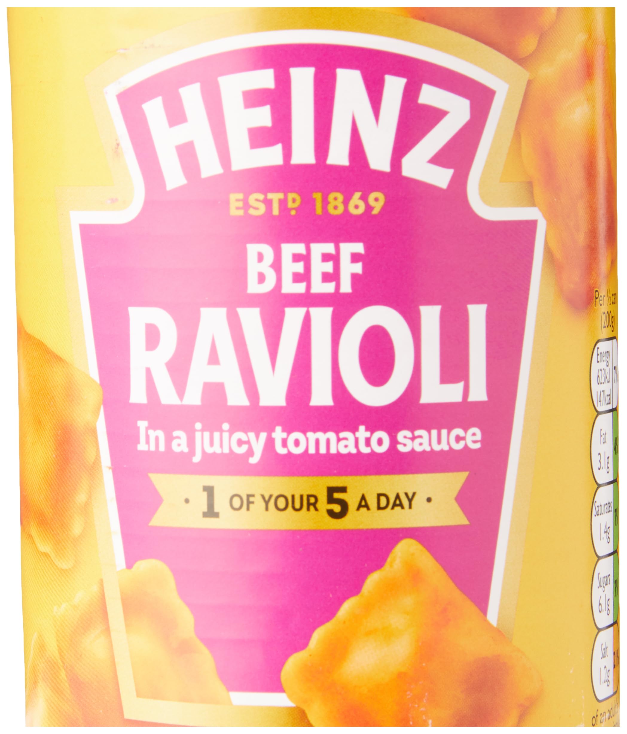 HEINZ Lot de 6 raviolis de bœuf, 400 g (lot de 6) – Ravioli de pâtes fraîchement fabriquées dans une sauce tomate juteuse