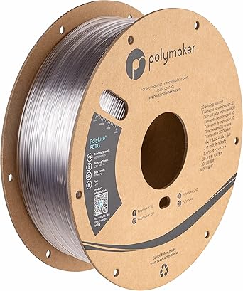 Polymaker PETG Filament 1.75mm, 1kg Strong PETG Clear Filament Cardboard Spool - PolyLite PETG 1.75mm Transparent 3D Printer Filament, Print with Most 3D Printers Using 3D Filaments