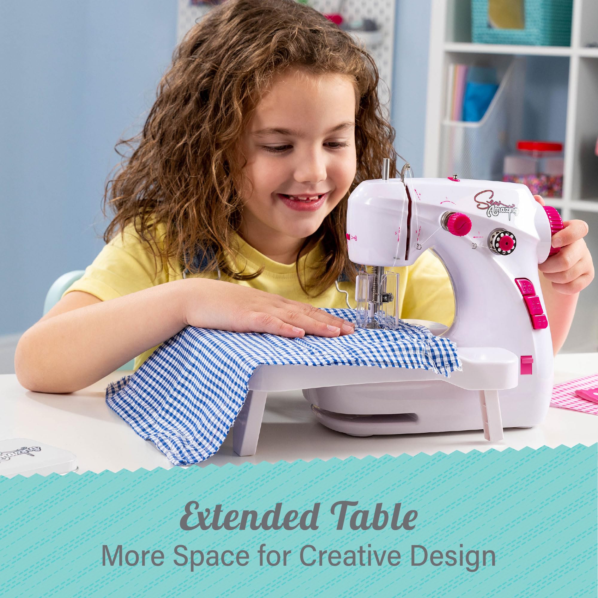 Sew Amazing Workshop, Kids Beginners Sewing Machine with Extendable Table, Accessories Included - Image 3