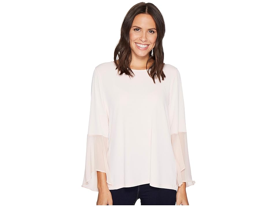 

Calvin Klein Ruffle Flare Sleeve Top (Blush) Women's Clothing