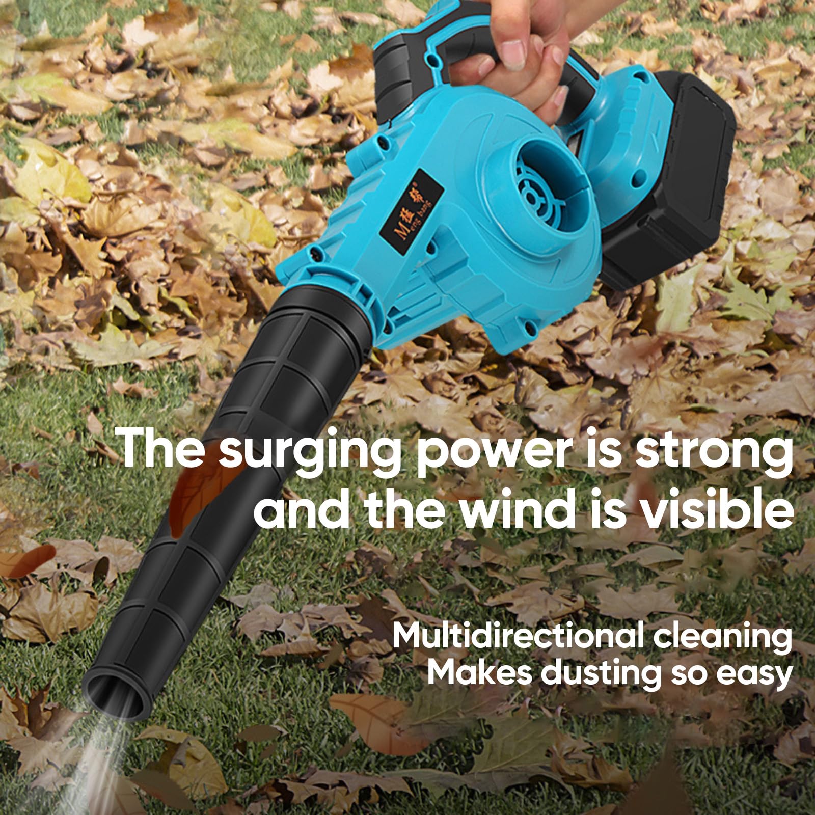 Souffleur de Feuilles sans Fil pour Batterie Makita 18 V, Souffleur de Feuilles 2 en 1 avec Batterie 7500mAh x2, Contrôle 5 Vitesses, Aspirateur et souffleur de Jardin (7500mAh x2)
