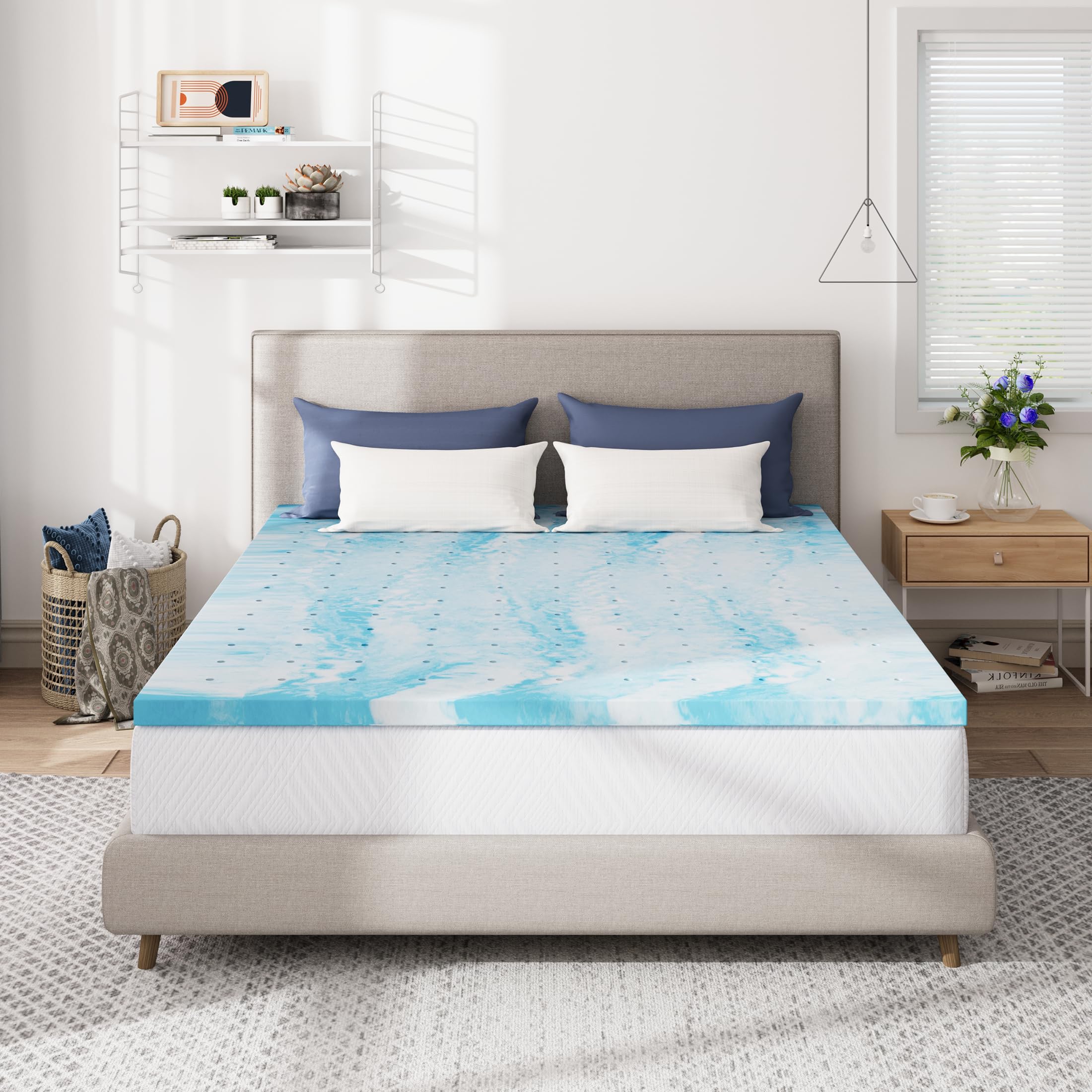 CH CHARME HOUSE 3 Inch Memory Foam Mattress Topper Full Size, Gel Infused Memory Foam Bed Topper for Back Pain Relief, Cooling Mattress Pad, CertiPUR-US Certified, 75×54
