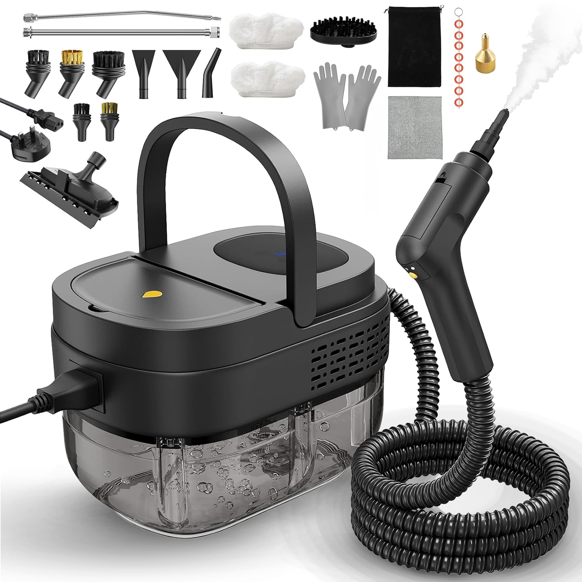 Typhoon Legacy Steam Cleaner, 3-Level Adjustable Handle, 1.6L Tank, 15s Heat-Up, Portable Steam Cleaner Handheld with 19 pcs Accessories, Steamer Cleaning for Floor, Bathroom, Kitchen, Stove, Window