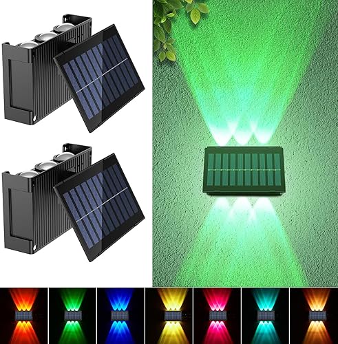 Sunvivo - Luces solares de pared para exteriores, inalámbricas, impermeables IP65, panel fotovoltaico ajustable, lámpara de arriba y abajo, lámpara