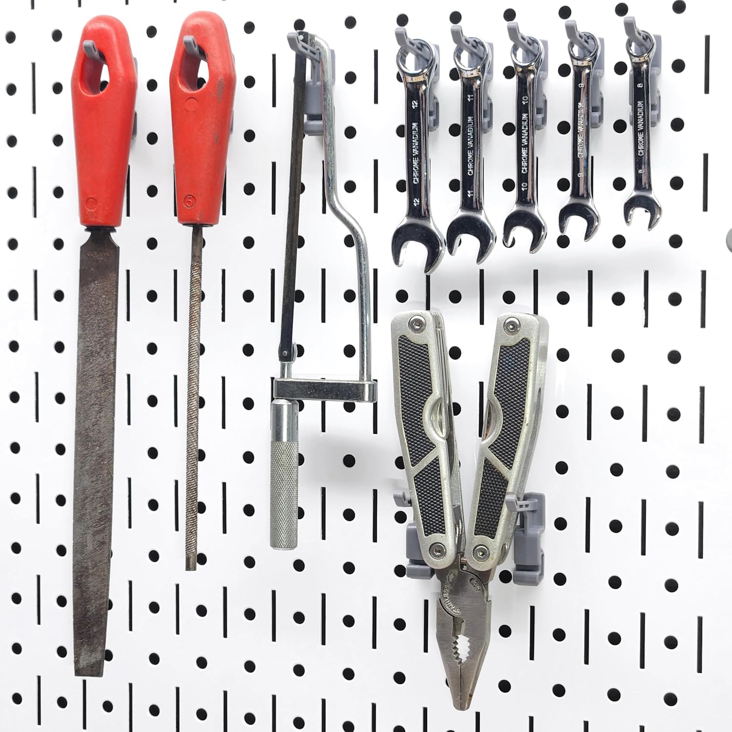 1.5 Inch Plastic Hook Model 119 | Compatible with Wall Control | for Tool Wall Organization to Hang Wrench, Adjustable Wrench, Hammer, Paint Brush, Merchandise, Scissors, and More | 10-Pack