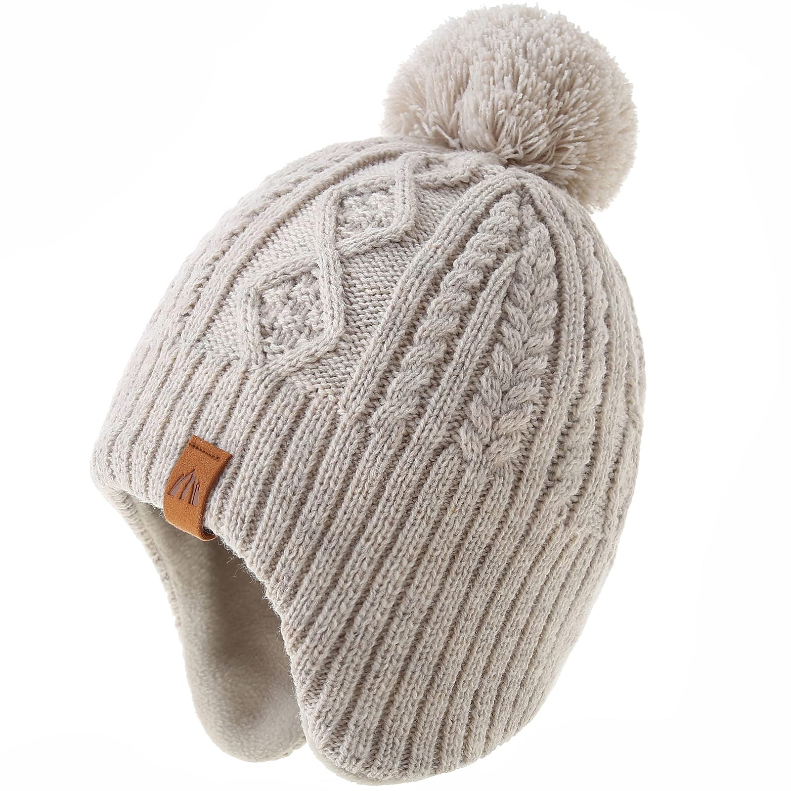 LMLALML Boys Winter Hat Earflap Knitted Beanie for Kids Warm Fleece Lined Thicken Hat for Baby
