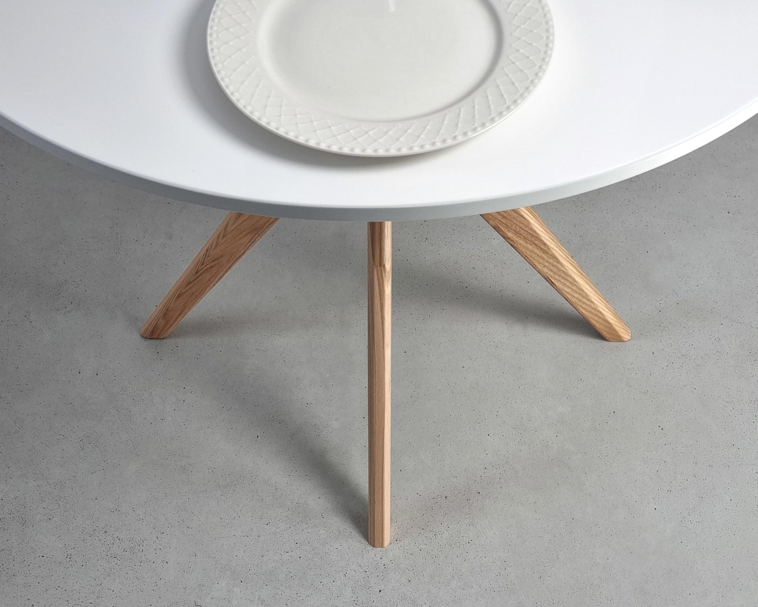 RAGABA JUBI Mesa de comedor redonda 80 cm roble blanco