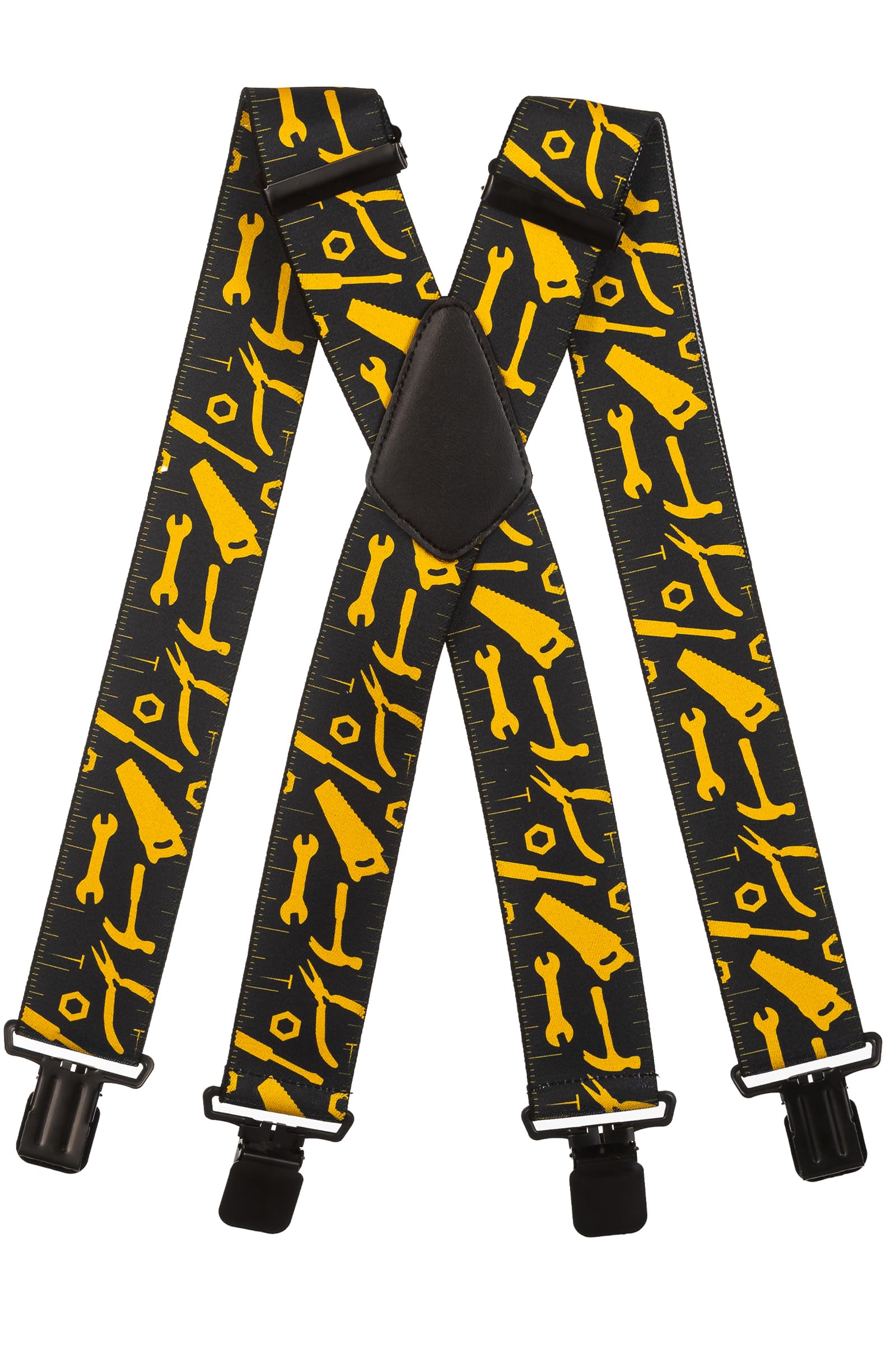 Olata Heavy Duty Tool Pattern Braces/Suspenders - Black, 5cm - X-Shape (Black Clips)