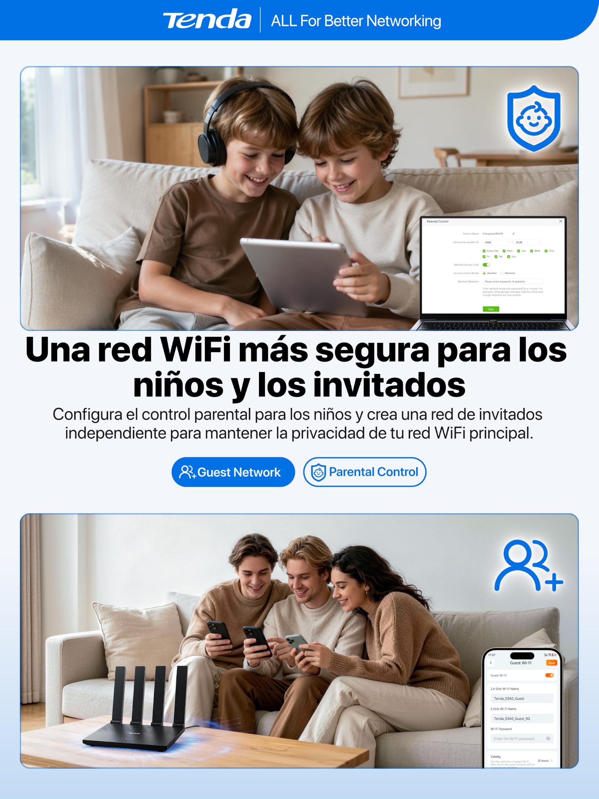 Tenda Router 4G con Tarjeta SIM Módem LTE Cat4 Wi-Fi N300 4G03 Pro V2.0 | 4 Antenas Plegables, USB-C, LAN/WAN, Plug&Play, 32 Dispositivos, Portátil para el Hogar, Casa Rural, Autocaravana y Camping