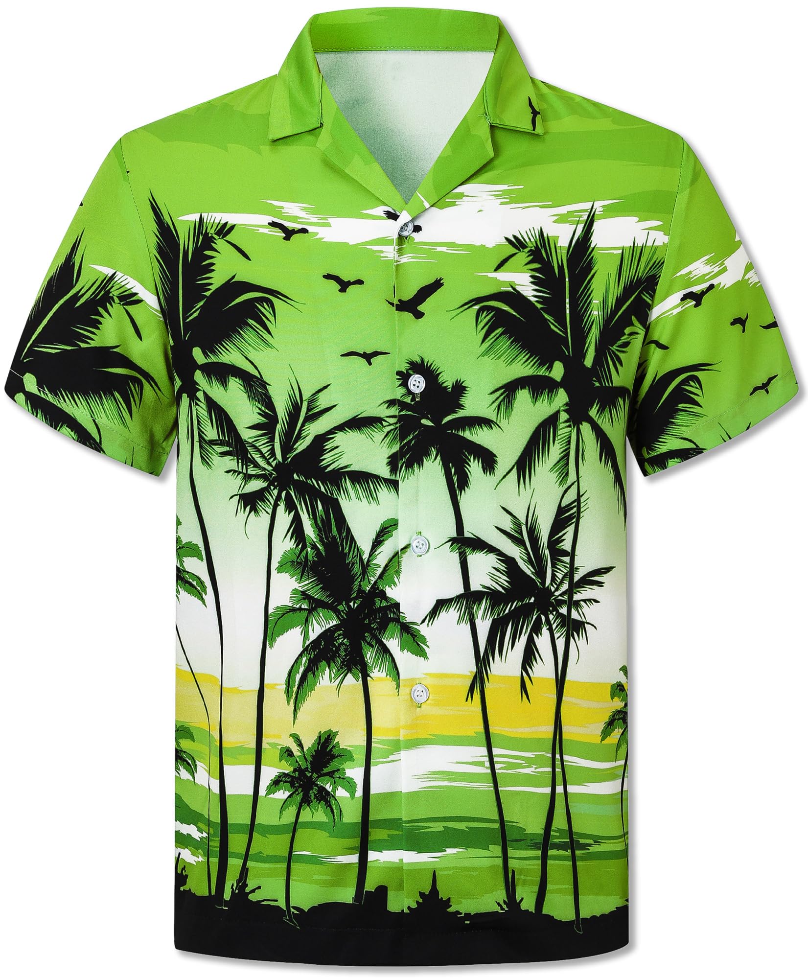 Cromoncent Hawaiian Shirt for Boy&amp;Men Short Sleeve Cuban Collar Tropical Holiday Summer Beach Shirts