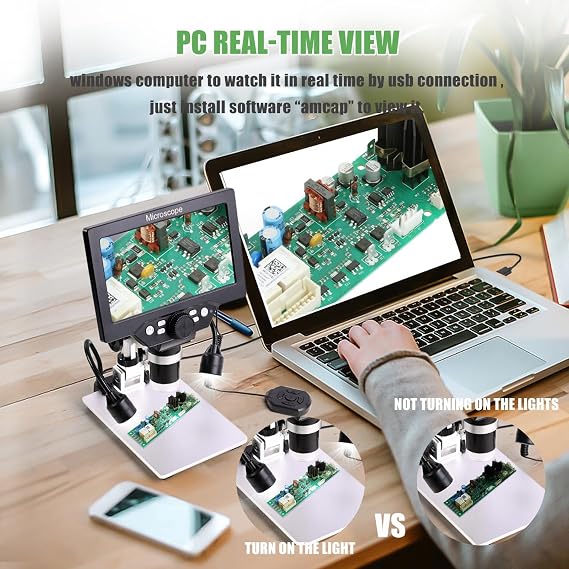 7 in LCD Digital Microscope HD Light Magnifying Glass Coin Supplies