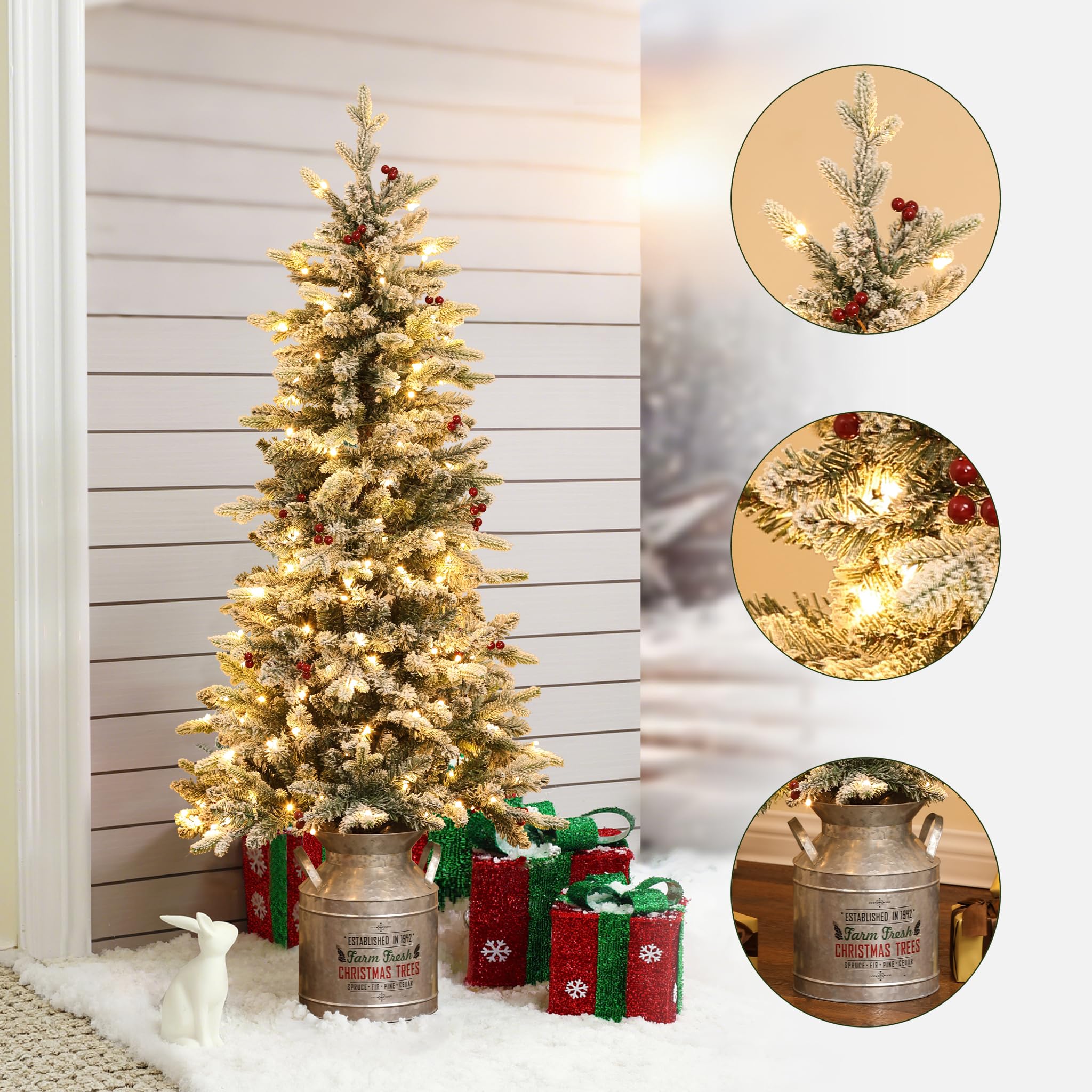 クリスマスツリー電飾付き約137cm4.5Ft Pre-LitFlockTree 楽天市場】クリスマスツリー電飾付き 約137cm - 4.5Ft Pre-Lit Flock