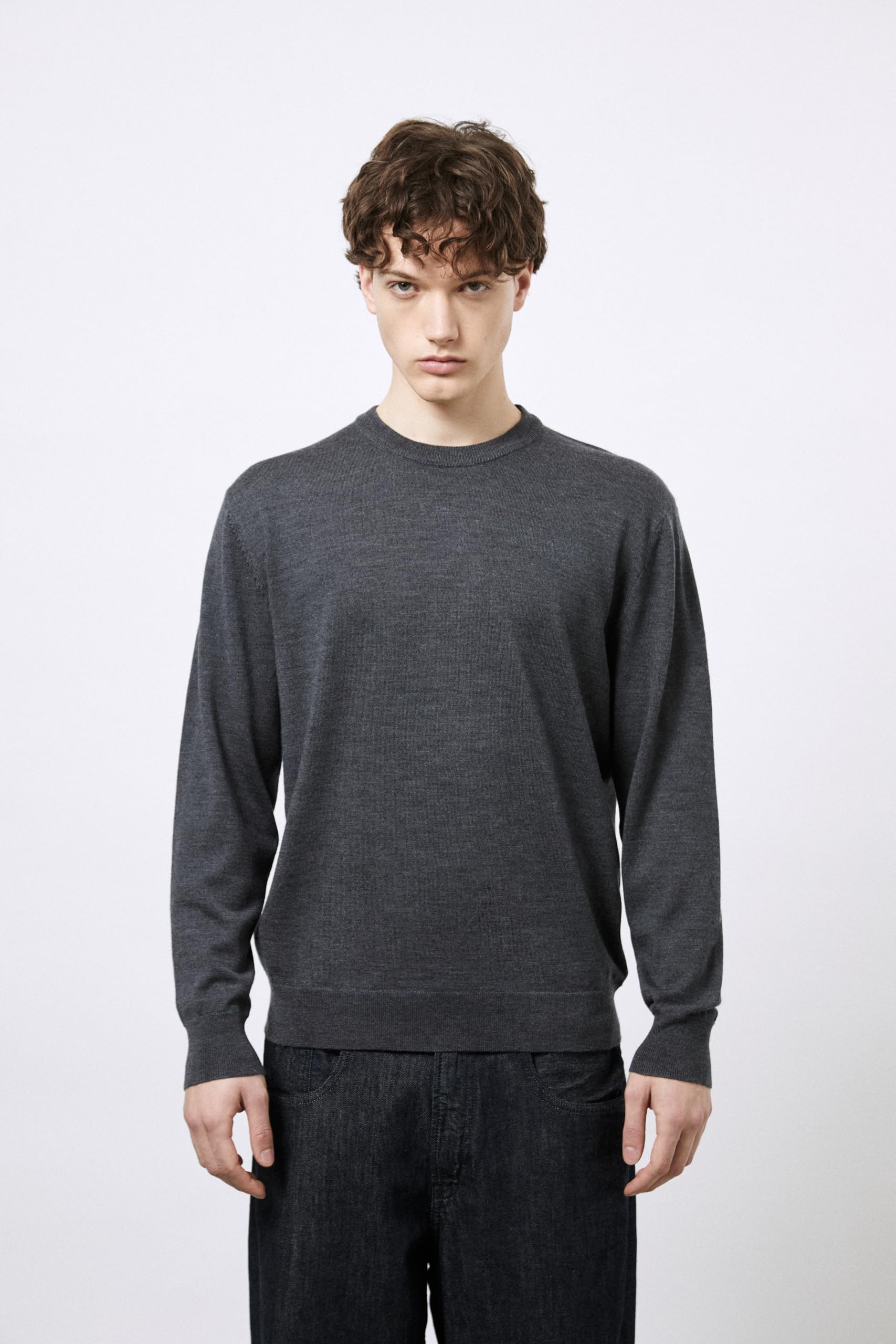 Diana Studio - Maglione Girocollo Basico in 100% Lana Merino, Uomo, Tinta Unita, Maniche Lunghe, Regular Fit