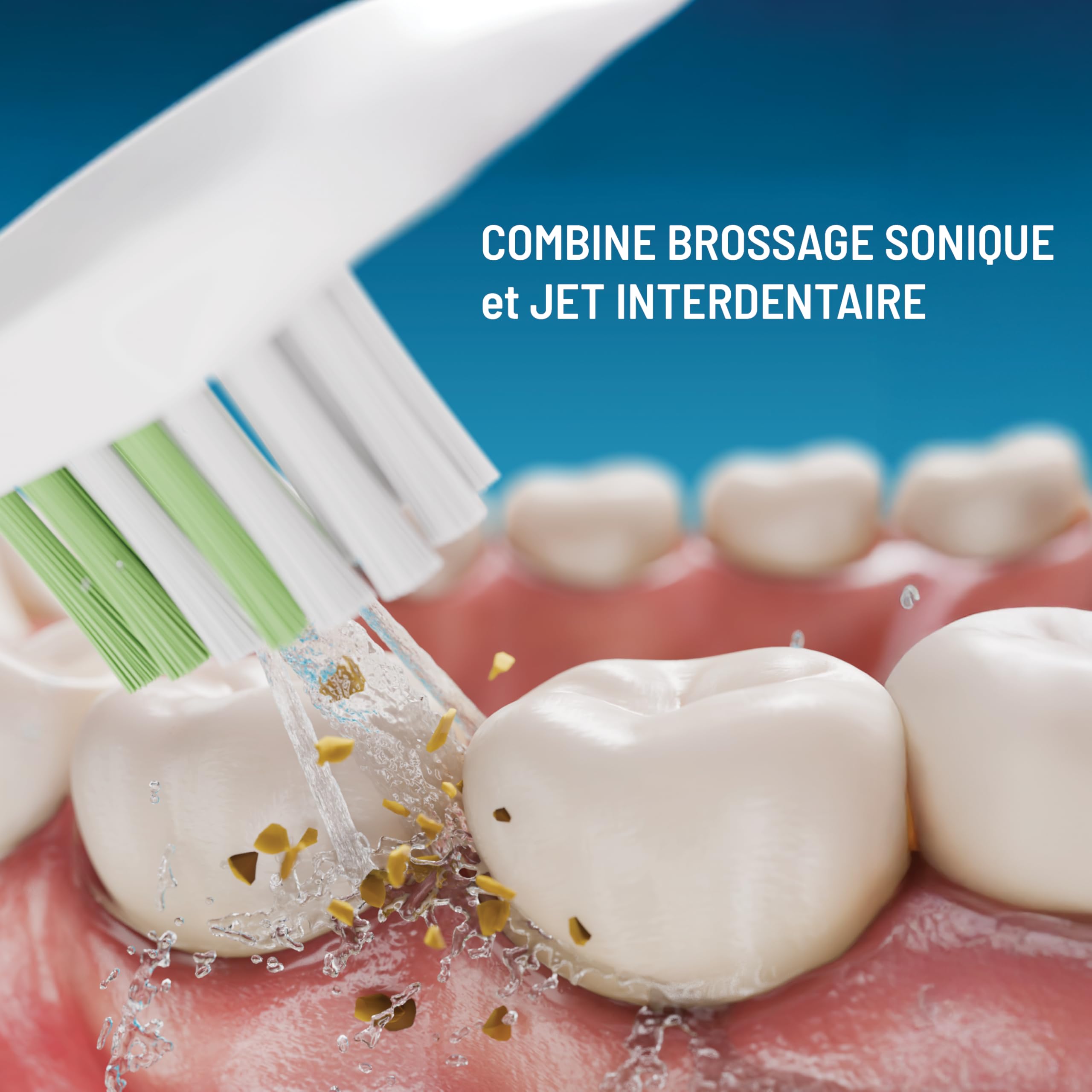 Haepi Julia – Brosse à dents électrique sonique 3 en 1 | Brossage +Jet interdentaire +Détartrage | 48 000 vibrations/min | Rechargeable USB | Pour gencives sensibles & porteurs d'appareils dentaires