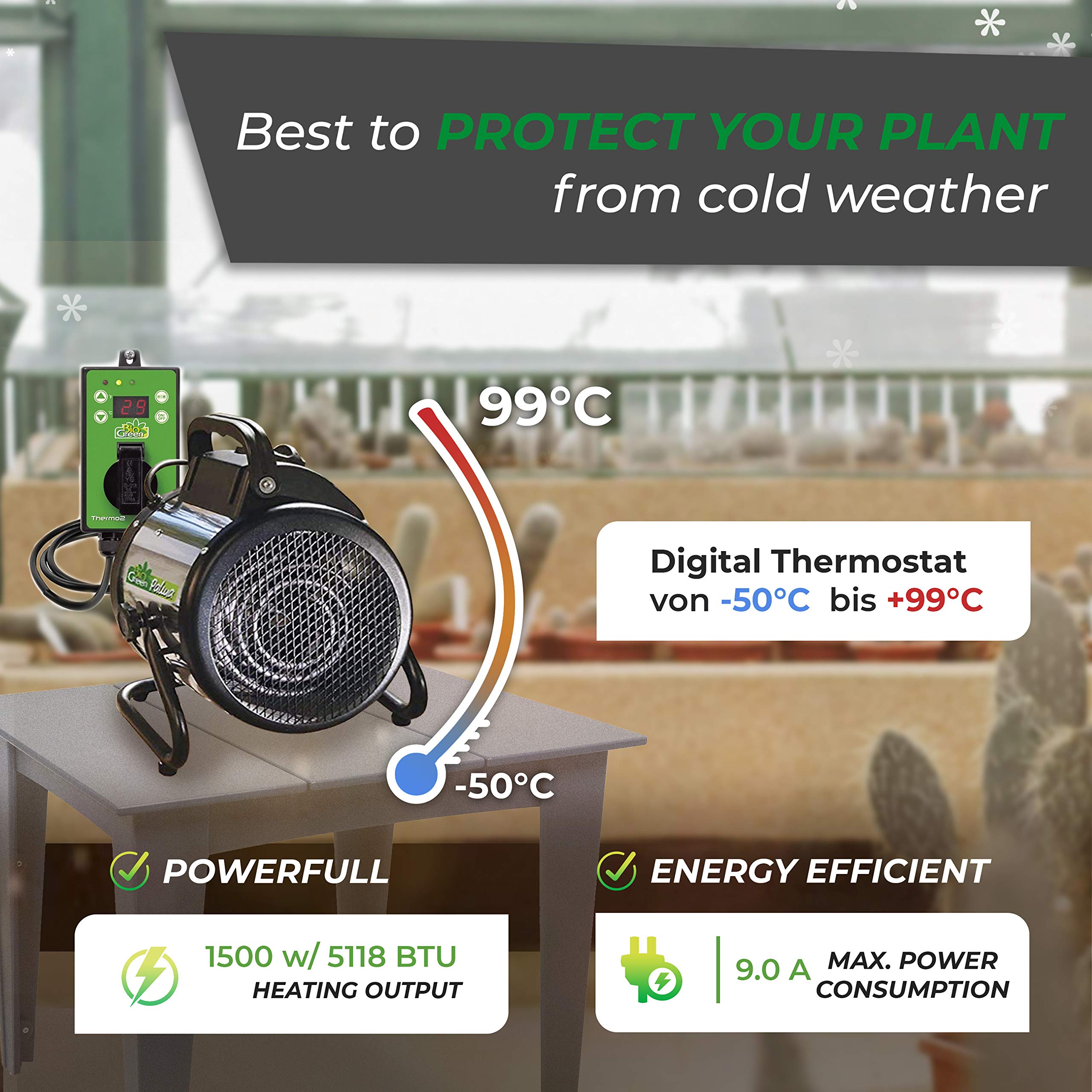 Bio Green PAL 2.0/GB 2KW Palma Heater with Digital Thermostat :  Amazon.co.uk: Everything Else