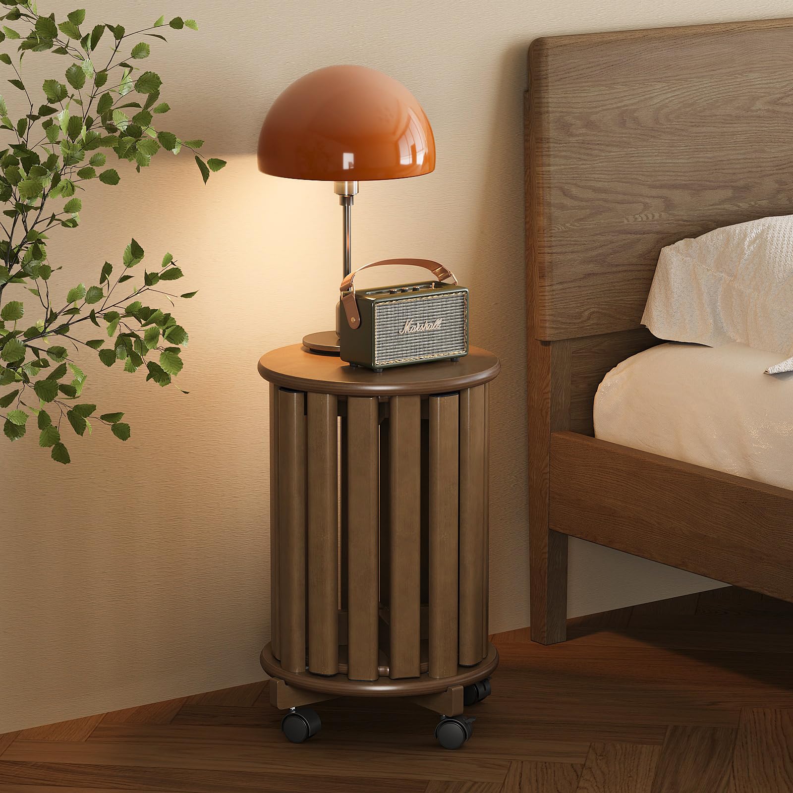 Sgabello impilabile in bambù con ruote, set 4-in-1, sgabello, tavolino e sedia, altezza 46 cm, per sala da pranzo, senza montaggio, per cucina, soggiorno, camera da letto, noce
