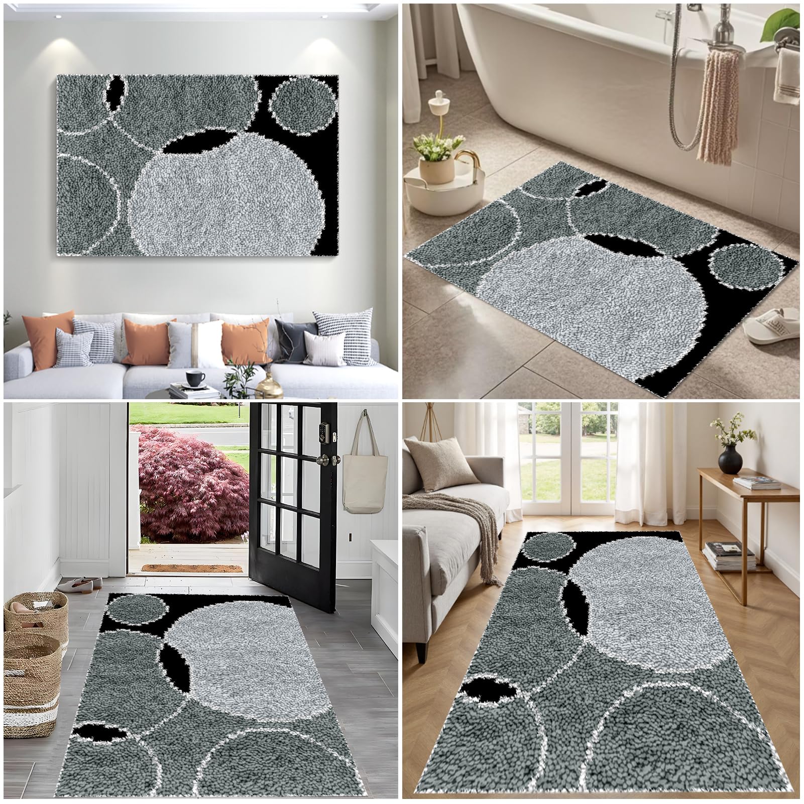 Bnehwogu 130 x 150 cm, zestaw haczyków na zatrzask dla dorosłych i początkujących – zrób to sam dywan gobelin z nadrukowanymi wzorami – zestaw dywaników z haczykiem zatrzaskowym, haft, robótki ręczne