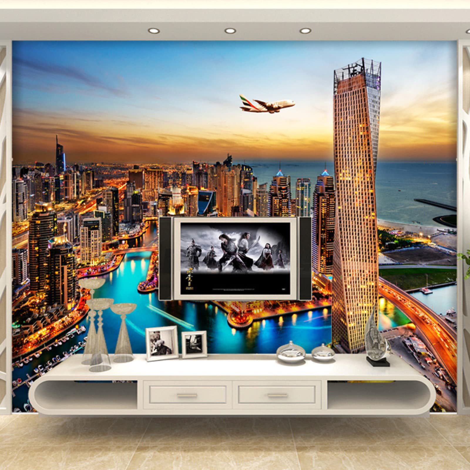 Amazon.co.jp: WJYMJJ モダン 3D壁紙 壁画 街の景色 250x175 cm