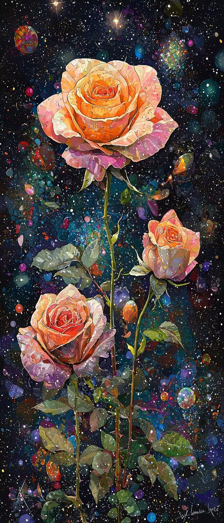 Malen Nach Zahlen 50x150cm Leinwand Rose Malen Nach Zahlen Erwachsene mit Ohne Rahmen, DIY Kreativ Set für Erwachsene mit Pinseln und Acrylfarbe, Zimmer Deko Sternenhimmel Landschaft Geschenk, P0M-368