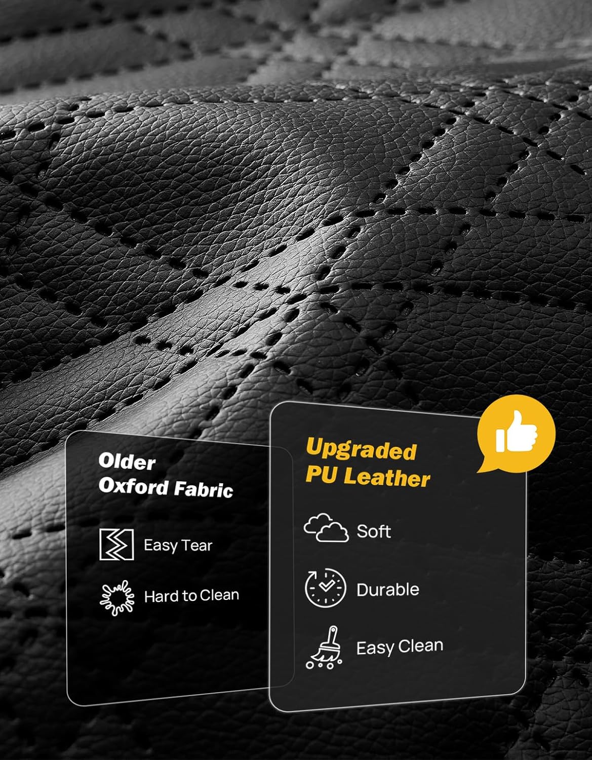 JOYTUTUS Back Seat Extender for Dogs, PU Leather Dog Car Seat Cover for Back Seat with Hard Bottom, Dog Hammock with Mesh Window, Dog Car Seat Cover for Sedans SUVs Small Trucks, Holds 440 lbs