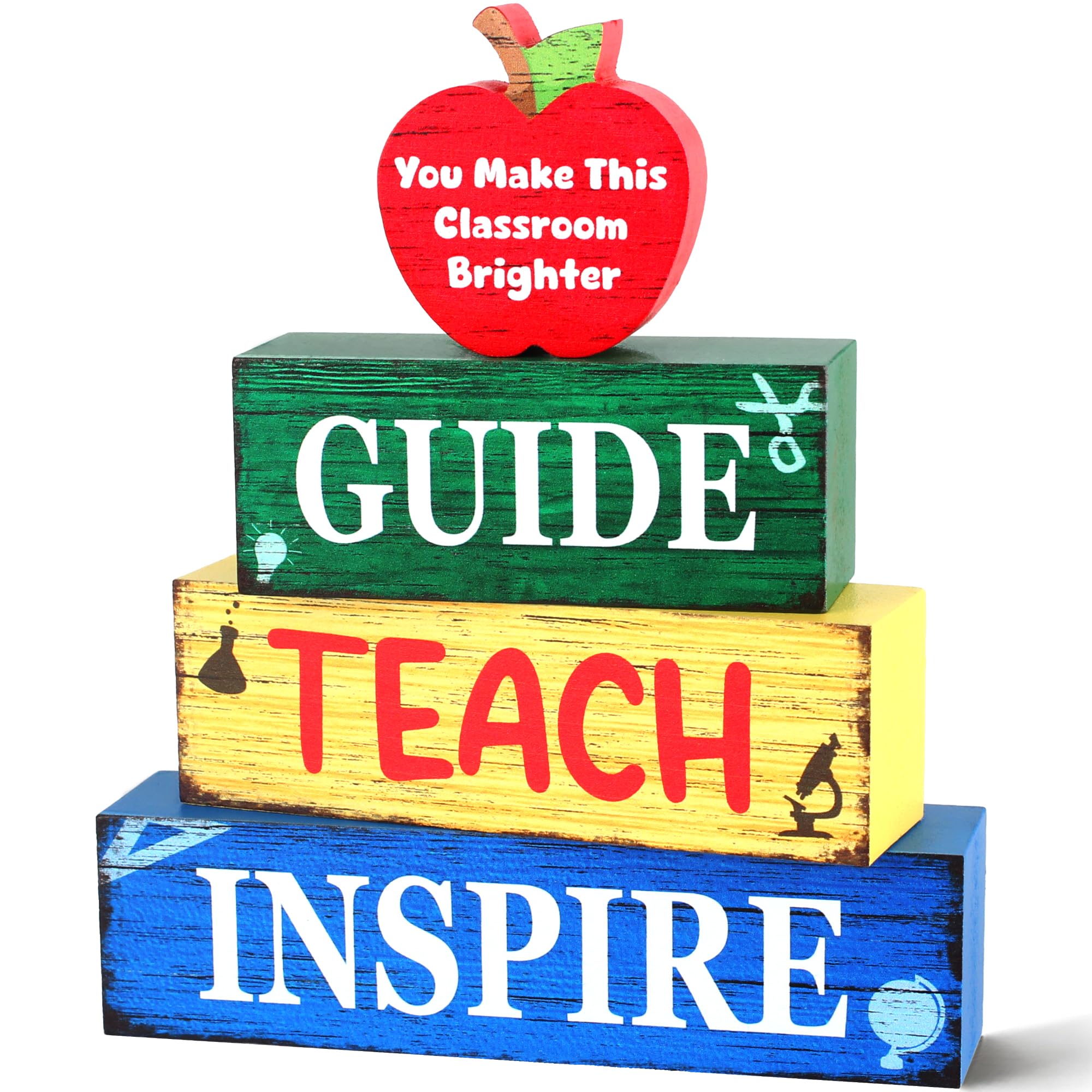 4 Pcs Teacher Appreciation Wooden Tiered Tray Decor