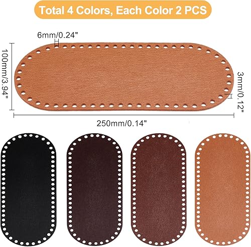 Miniatura 2 de PH PandaHall Cesta inferior de fieltro de 4 colores, 8 unidades, 9.8 x 3.9 pulgadas, base de tela ovalada en blanco para canasta de bricolaje,