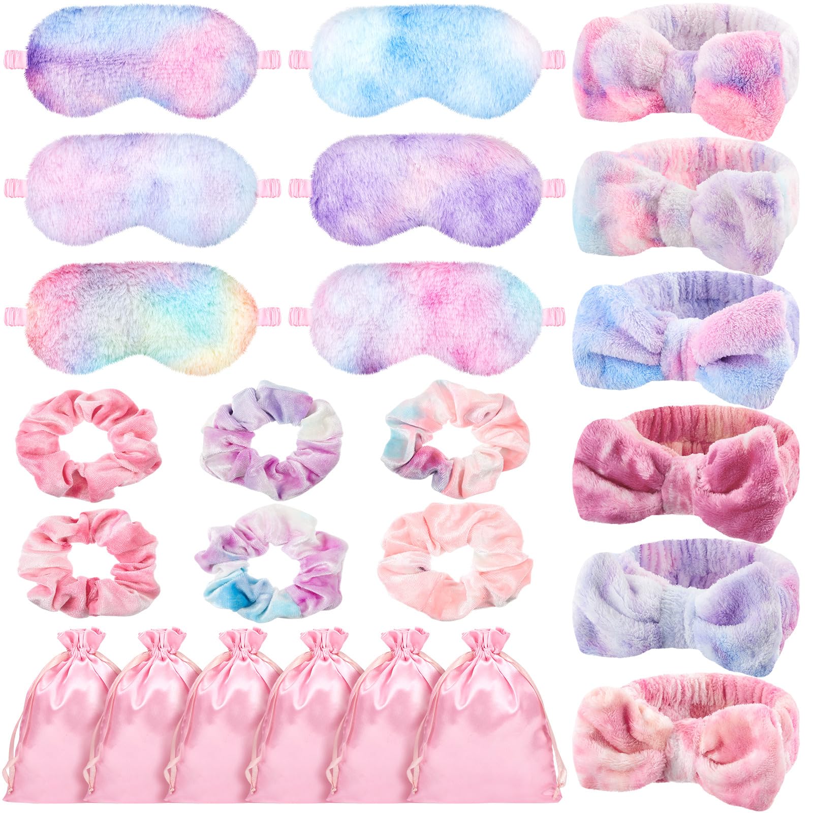 Sleepover Party Supplies 48 Pcs Spa Headband Plush Eye Mask Claw Clips Organza Amazon.com: Wavwavw 24 Pcs Sleepover Supplies for Women Spa  main image 3