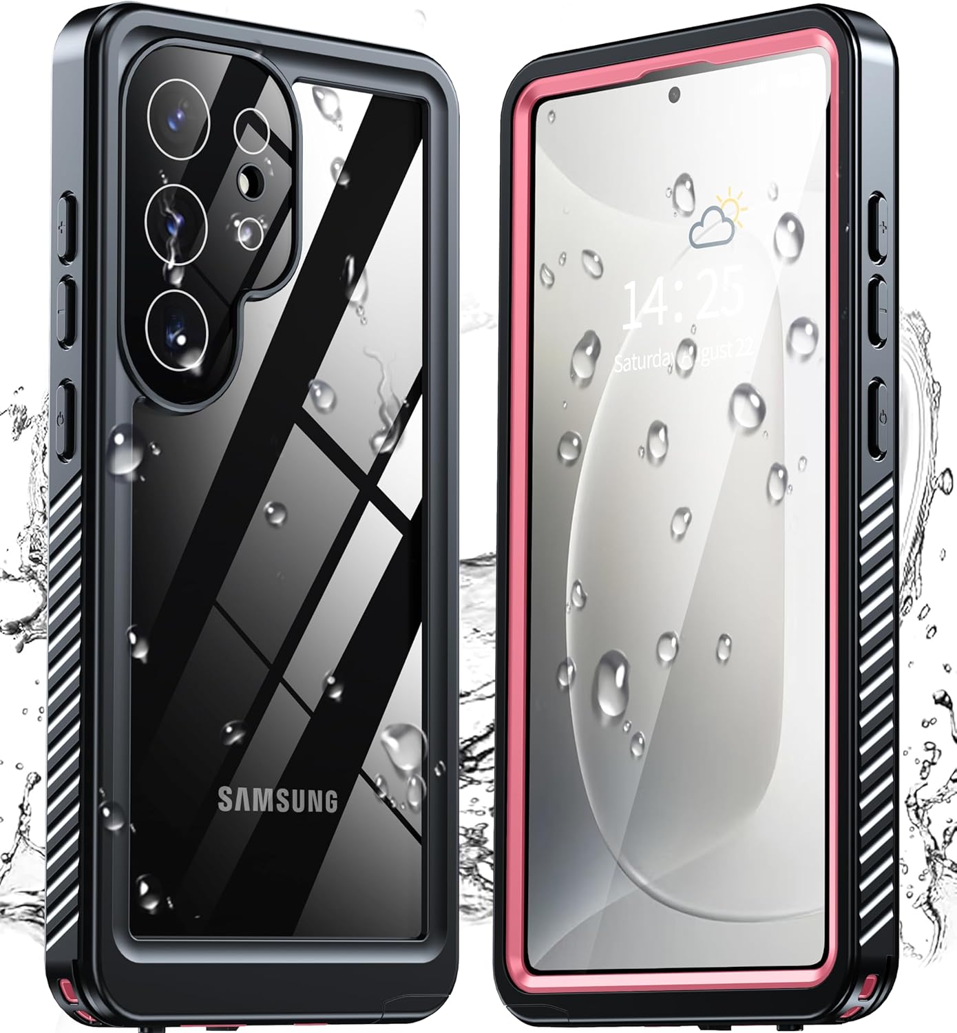 ANTSHARE for Samsung Galaxy S25 Ultra Case Waterproof, [IP68 Underwater] Built-in Screen/Camera Protector, Military Dropproof Full Body Shockproof Protective Phone Case for Galaxy S25 Ultra 6.8"-Pink