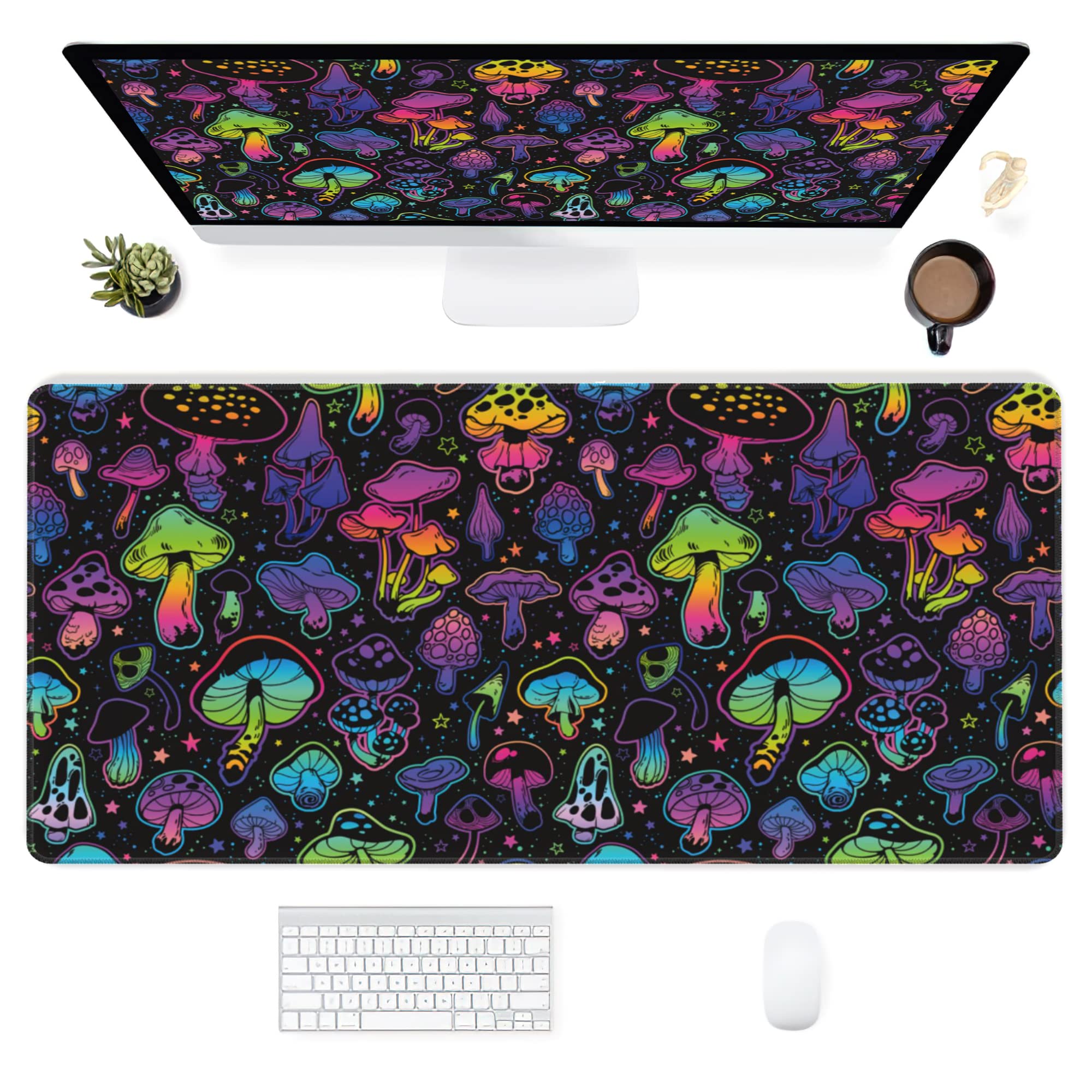 XXL Gaming Desk Mat 80x40cm - Magical Mushroom Forest Design
