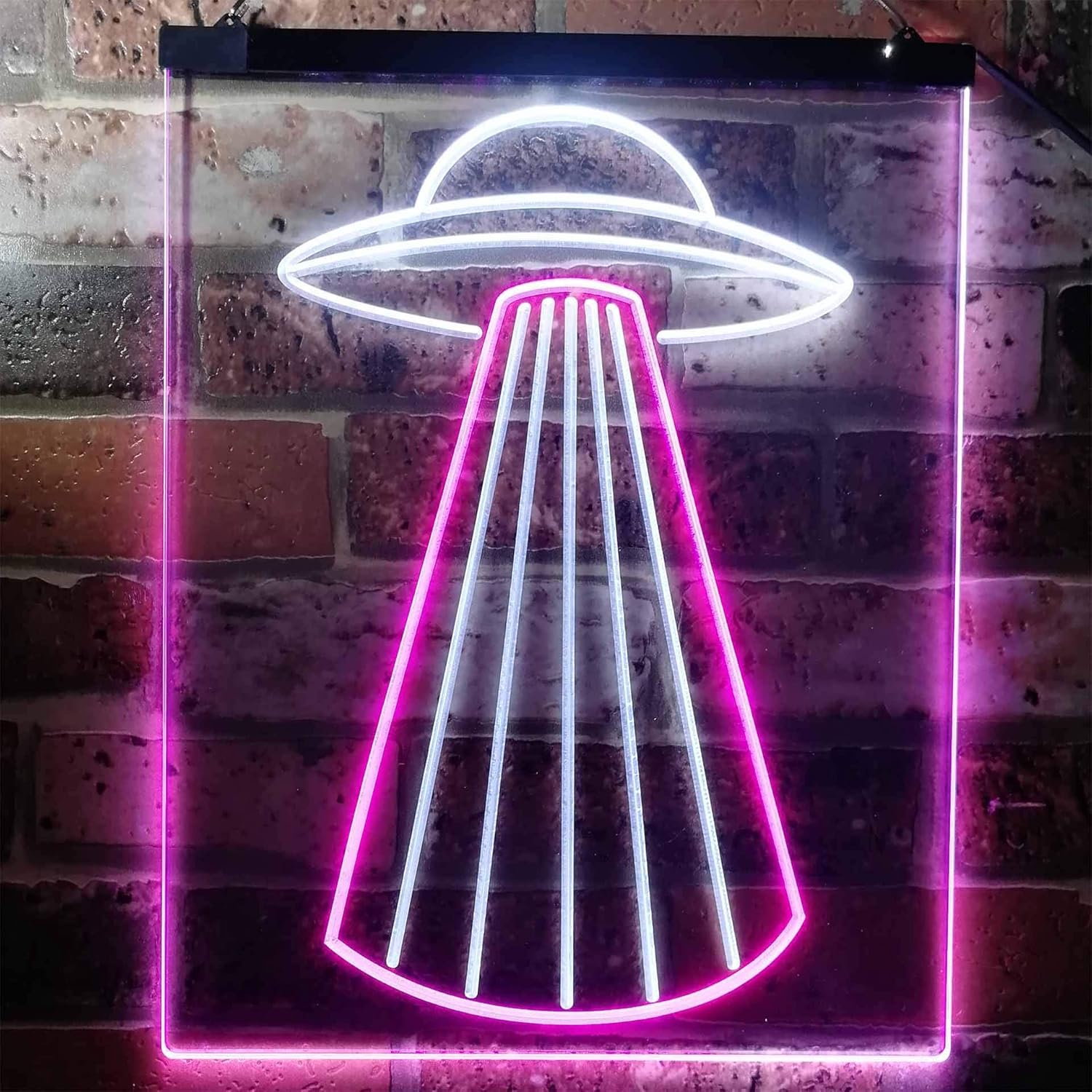 ADVPRO UFO Space Ship Star Shuttle Man Cave Dual Color LED Neon Sign White & Purple 8.5" x 12" st6s23-i3134-wp