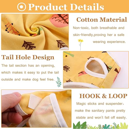 Miniatura 8 de Pañales sanitarios para perras con tirantes ajustables, pañales reutilizables para perritos, ropa interior acogedora para hembras en período de