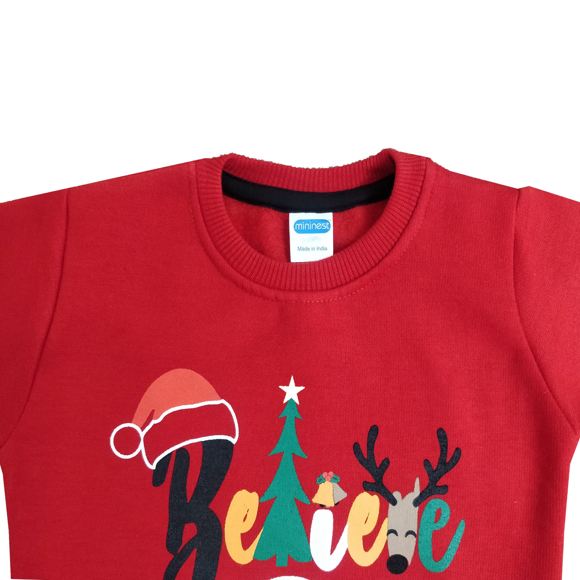 mininest Cotton Red Sweatshirt for Kids Full Sleeves Warm Comfortable Lightweights Breathable Kids Cloth Soft Compfy Dress Designer Abstract Printed Suitable for Children 2