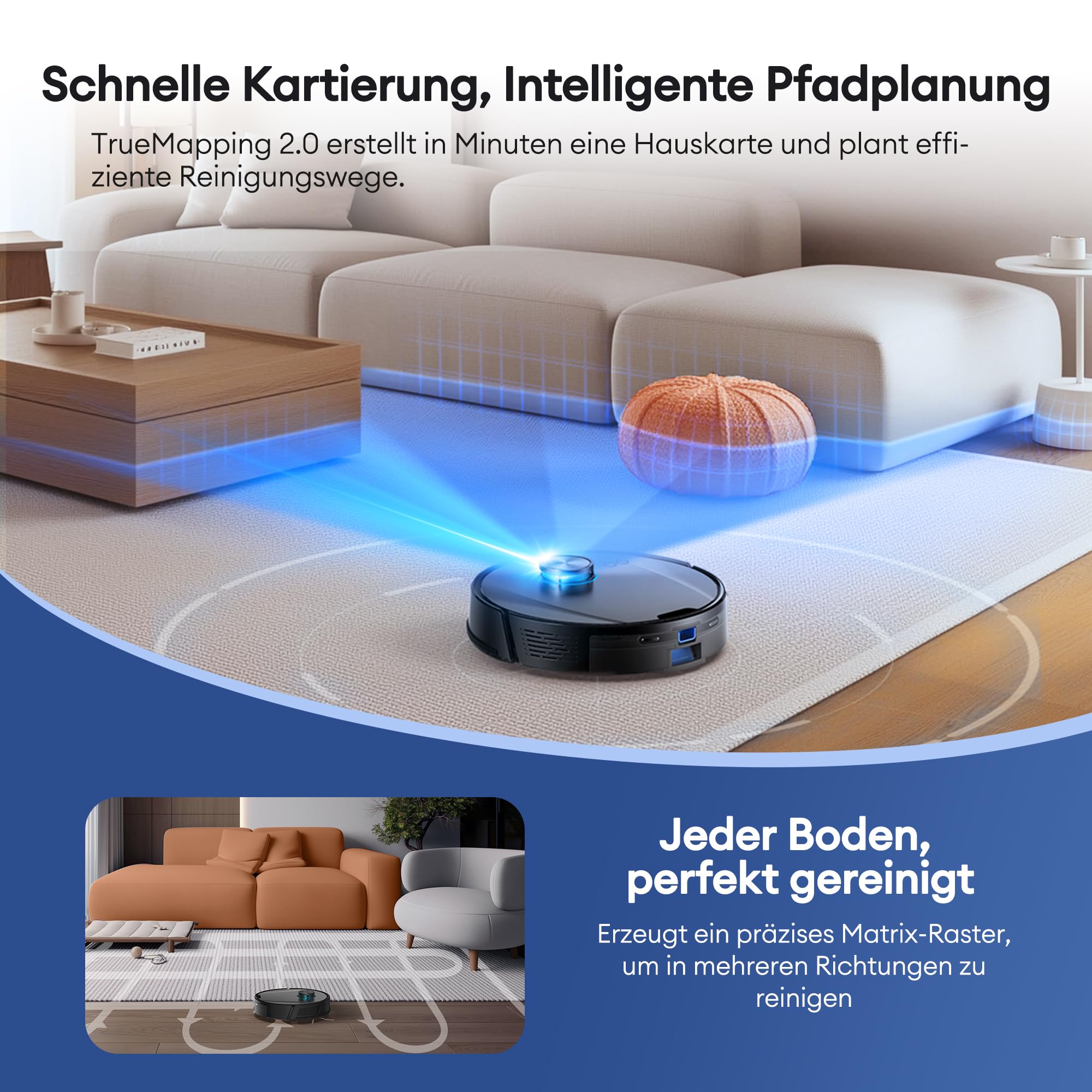Ultenic Saugroboter mit Wischfunktion, 10000Pa 200Min Staubsauger Roboter mit Absaugstation 3,5L, LiDAR Navigation, 4-in-1 Saug und Wischroboter für Teppich Tierhaare Böden, APP Steuerung