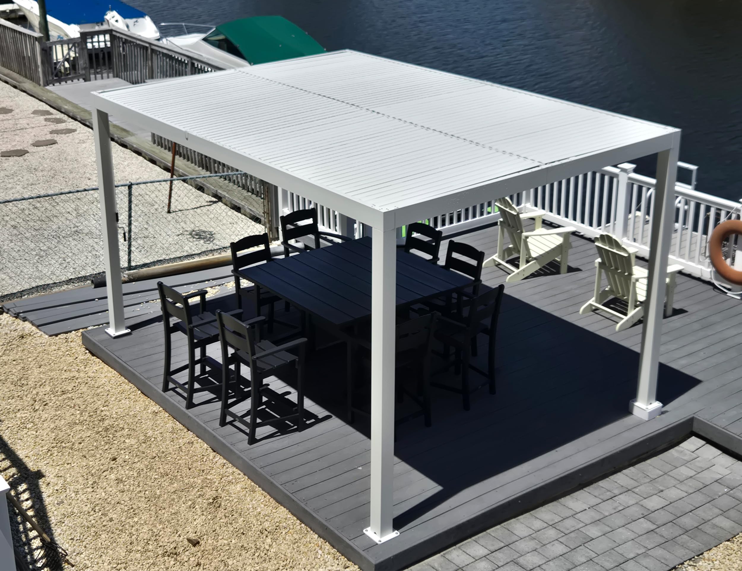 PURPLE LEAF Pergola Bioclimatique Alu 4,24 x 3 m Lames Orientables, Blanc