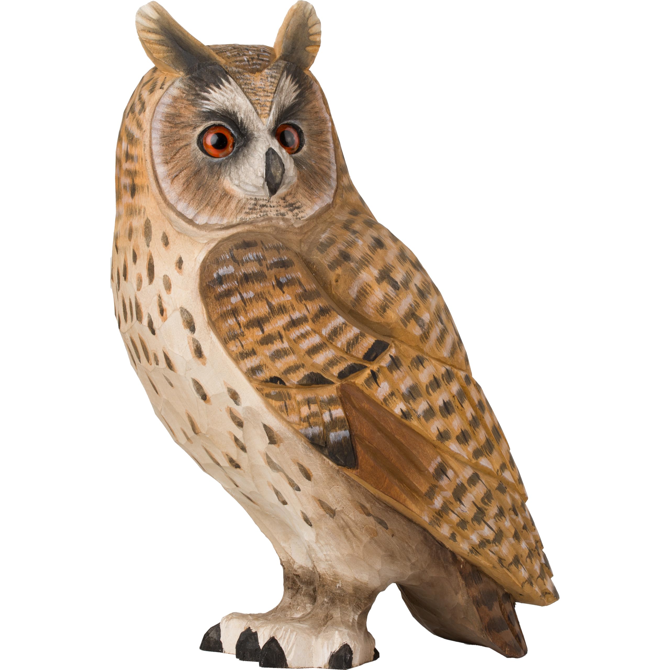 WILDLIFEGARDEN WG4480 - DecoBird Waldohreule - Ręcznie wyrzeźbiona dekoracyjna figurka ptaka z drewna - Duże europejskie ptaki