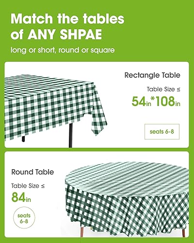 Miniatura 10 de Pureegg Mantel de plástico desechable, paquete de 10, manteles desechables para fiestas, bodas, manteles redondos decorativos, mantel de plástico