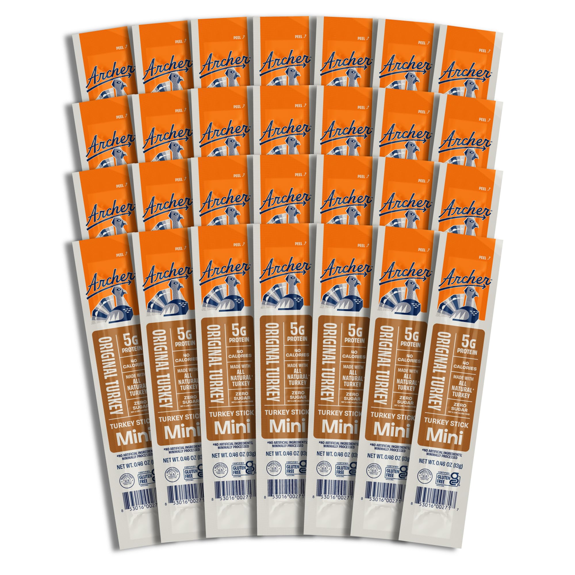 Archer Jerky Mini Turkey Jerky Sticks - All Natural Turkey Sticks, Protein Snack for People, Individually Wrapped Meat Minis, Gluten Free, Keto, Original Flavor - 0.5 oz (Pack of 28)