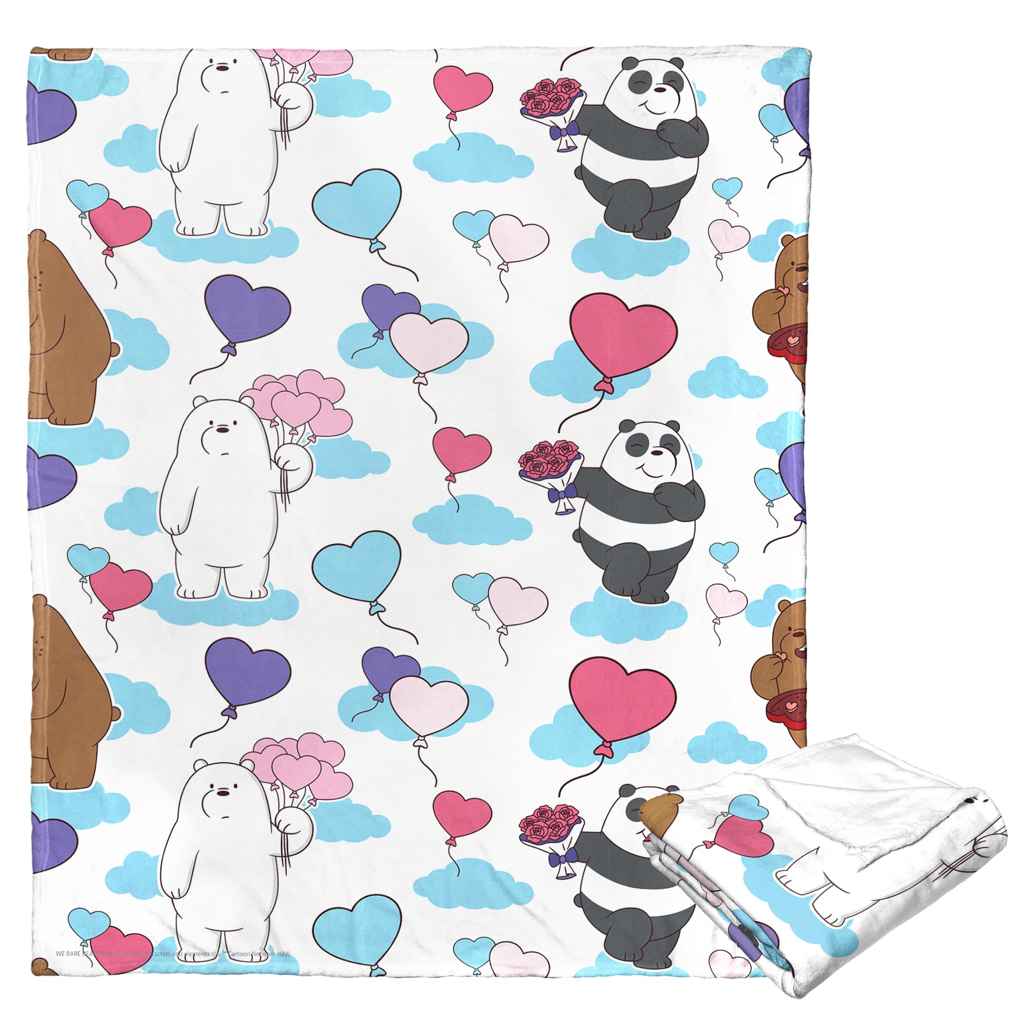 Northwest Cartoon Network - We Bare Bears Silk Touch Throw Blanket, 50" x 60", Bears and Balloons