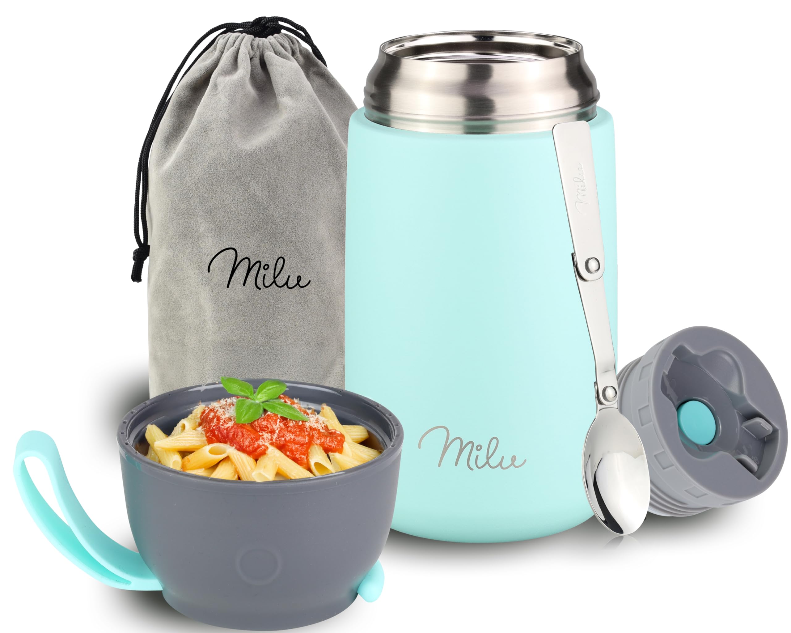 Milu Termo para Comida 300ml, 440ml, 450ml, 650ml, 800ml Taza Aislada, Botella de Acero Inoxidable Aislada para Alimentos, Beber y sopa de adultos A prueba de fugas Térmico (300ml/Bayas) — view 28