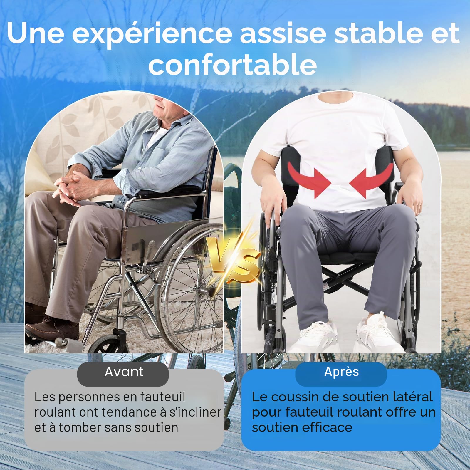 Support Latéral pour Fauteuil Roulant | Coussin de Soutien Latéral pour Fauteuil Roulant | Coussin de Soutien Universel pour Fauteuil Roulant (Noir)