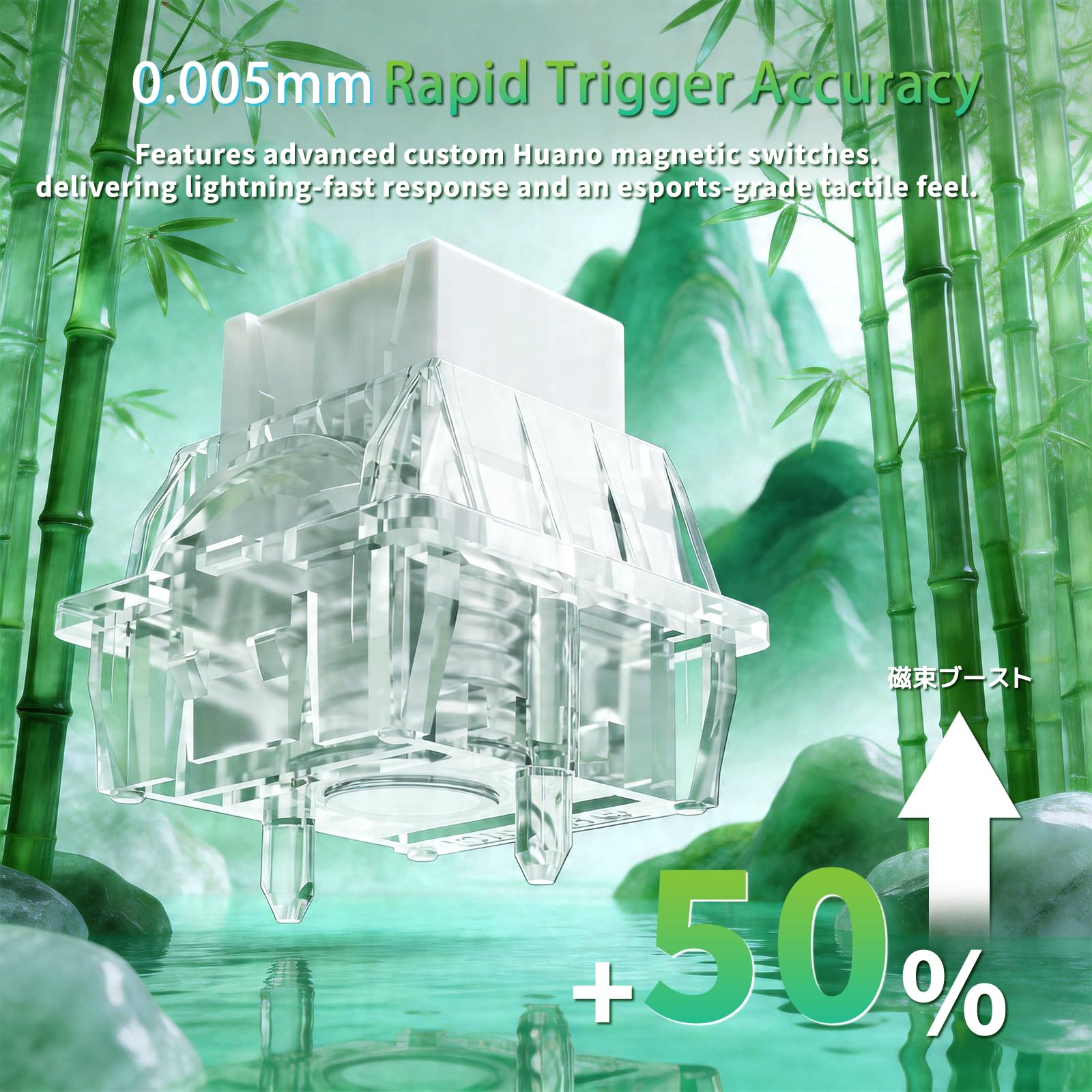 MAMBASNAKE Attack Shark R68 HE Teclado Rapid Trigger Fibra de Carbono, Cableado 8KHz Magnético, Precisión RT 0,005mm, Teclas Carbono Forjado, Amortiguación Acústica 6 Niveles, Dual Driver, Verde