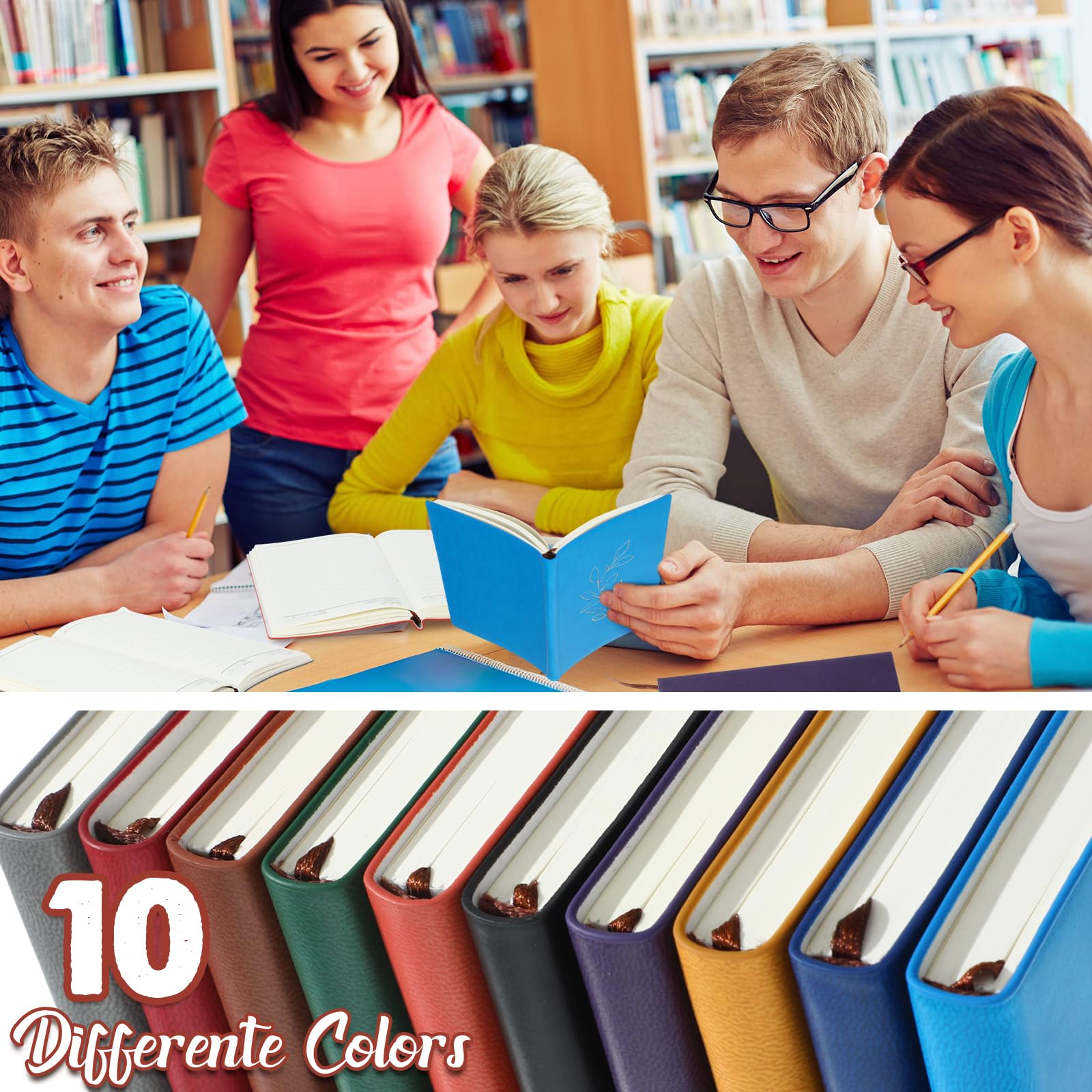 Cholemy Paquete de 10 diarios de escritura floral en espiral a granel lindo cuaderno estético para mujer, tapa dura, cuaderno de cuero A6, cuaderno de rayas universitarias, 200 páginas a rayas para