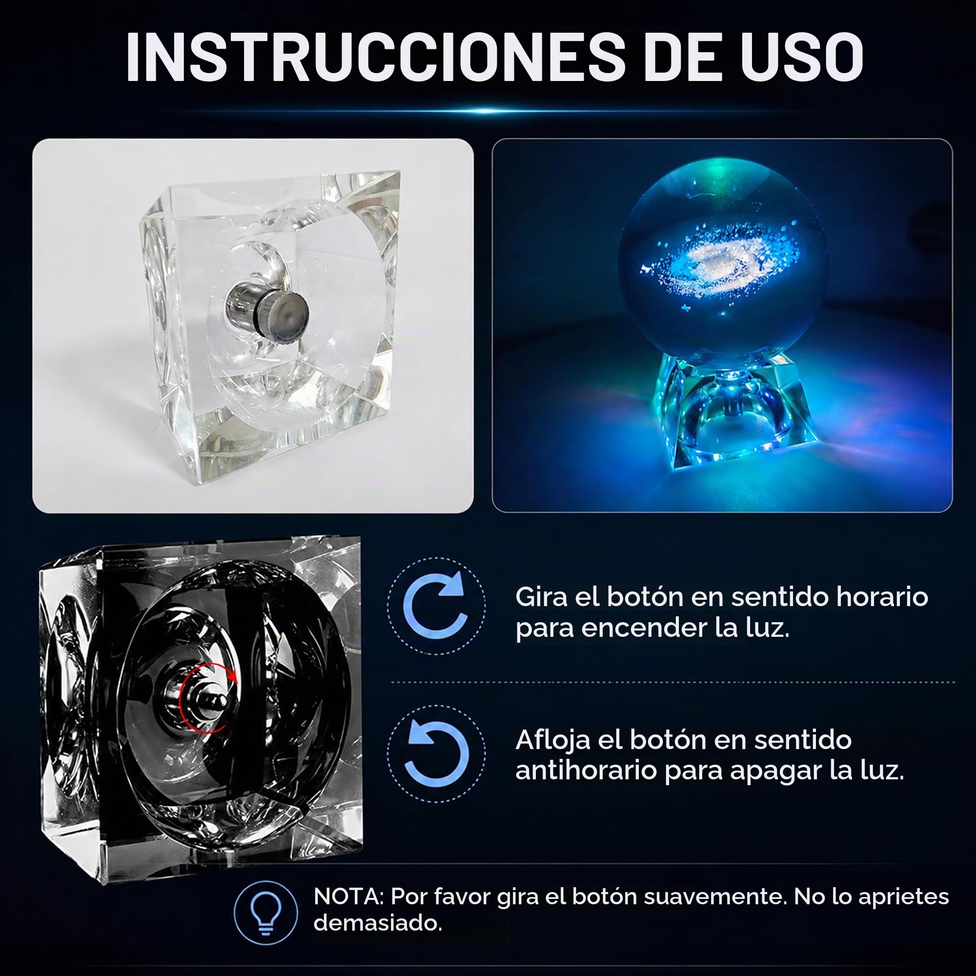 Galaxia Bola de cristal - Luces de noche para niños con base de lámpara LED, Claro 80mm Esfera de cristal Regalos para niños, Lámpara Galaxy lamparas infantiles