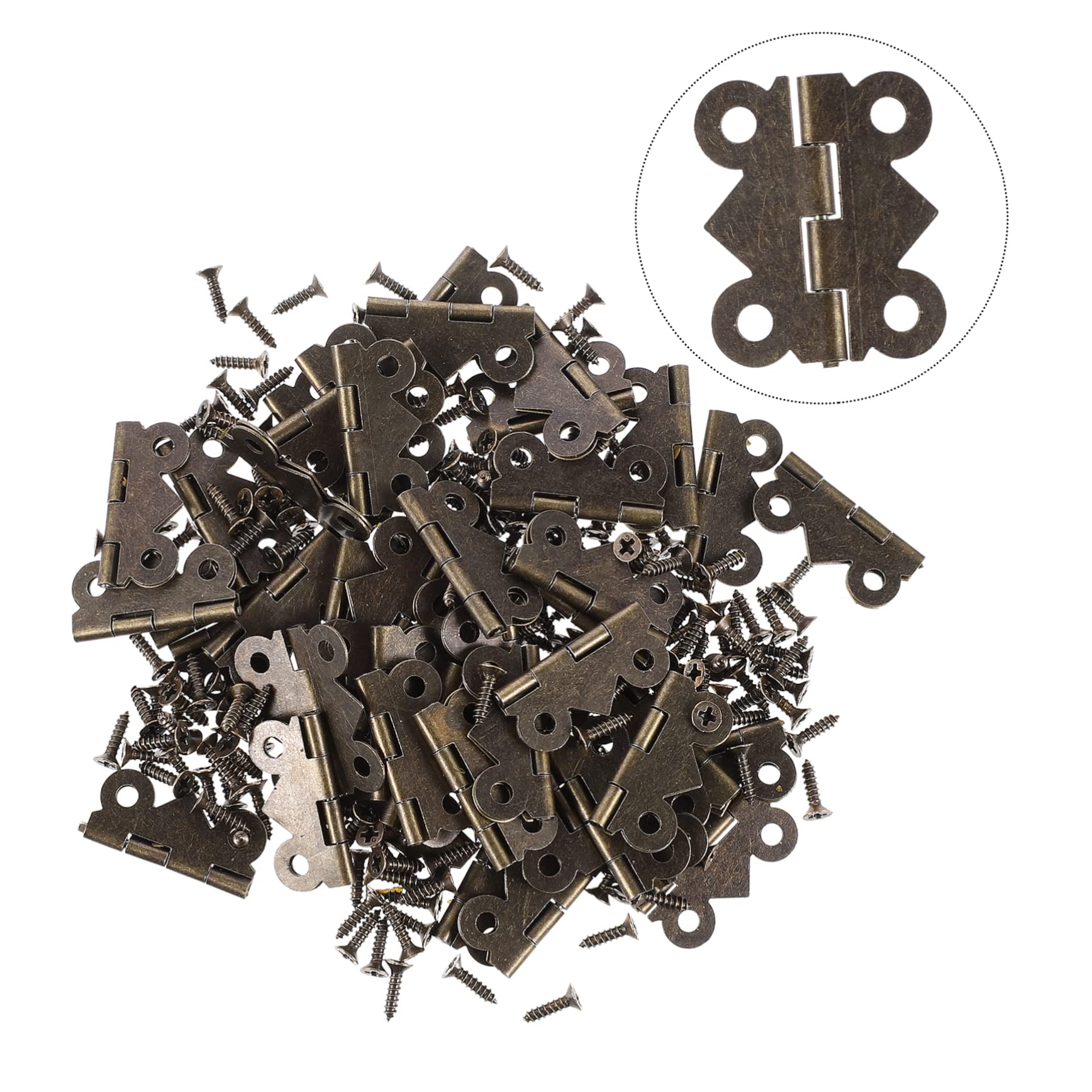 GLEAVI 2sets Antique Decorative Hinges Mini Butterfly Hinge for Furniture Door Closer Small for DIY Projects 48pcs*2
