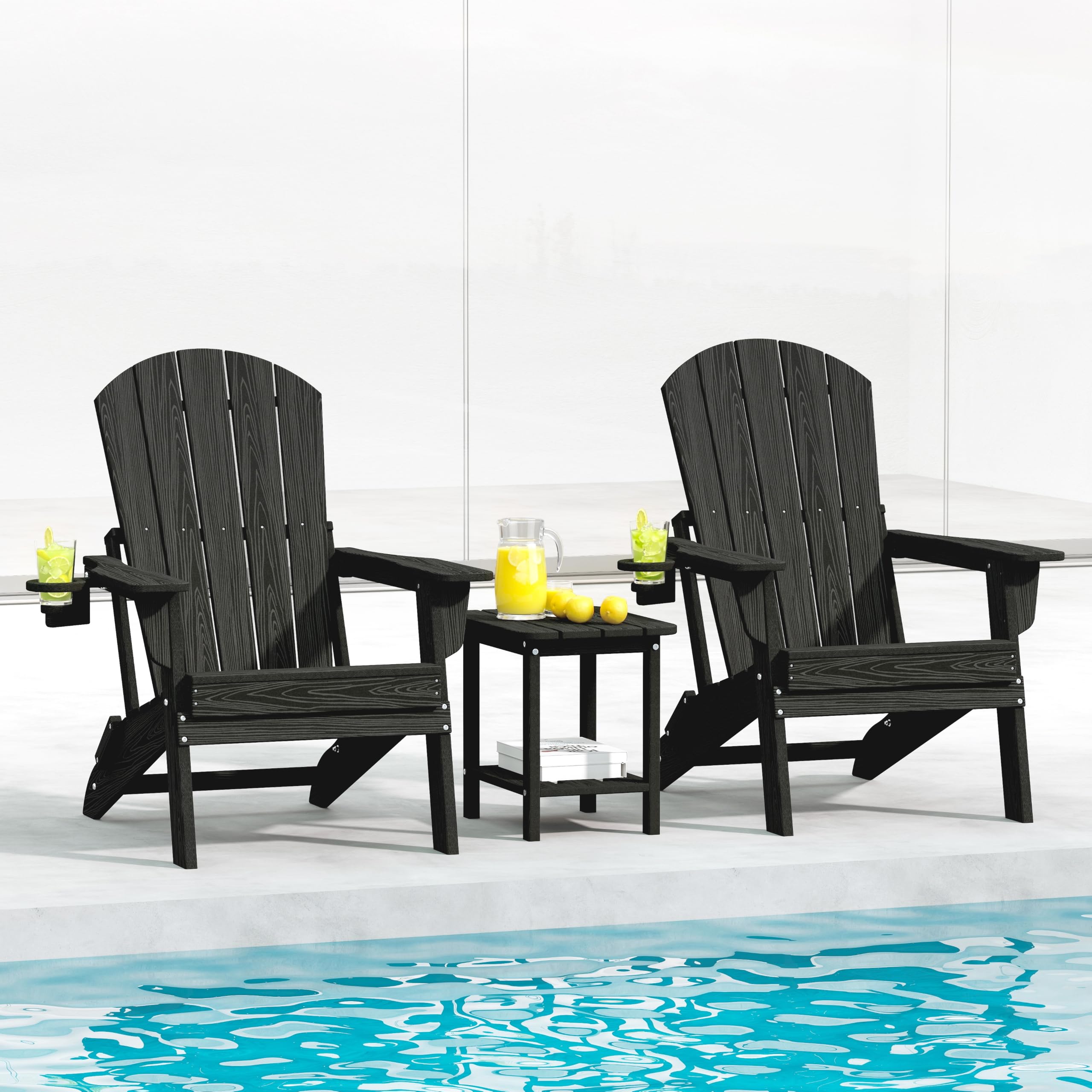 Amazon.com: EcoVida Outdoors Adirondack Chair Set of 2 with Cup