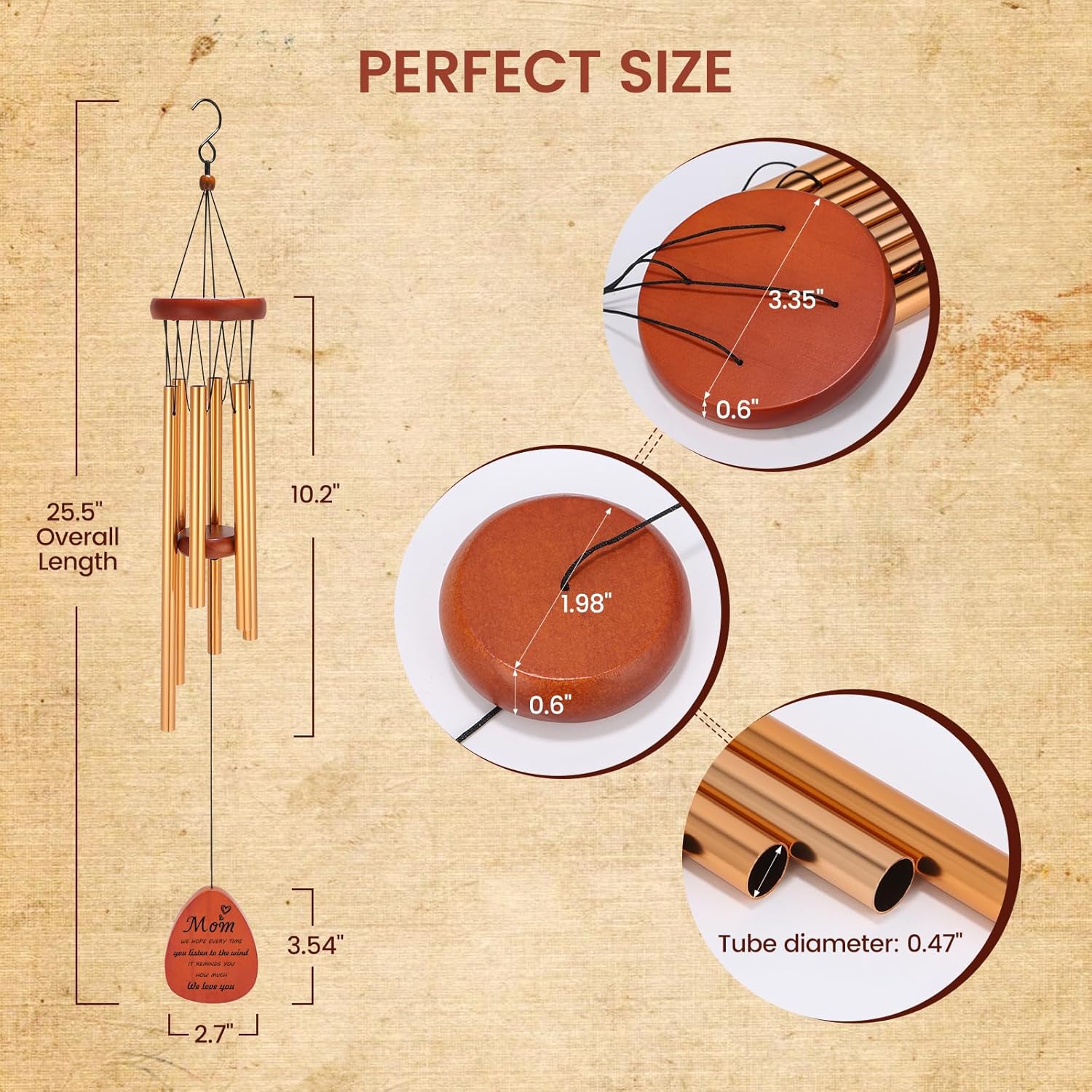 Moms Wind Chimes – Windchimes for Home & Garden, Mother Birthday Gift from Daughter & Son, Valentines Day Gift Ideas for Mothers - Image 6