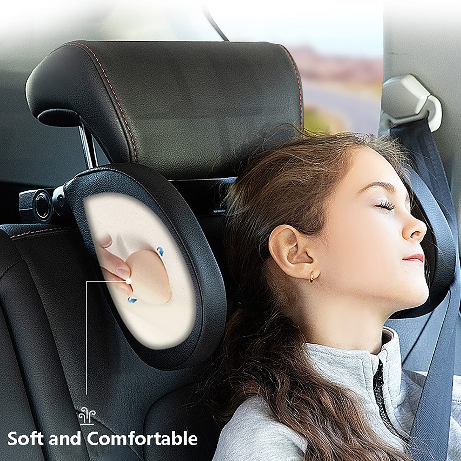 Cale Tete Enfant Voiture Peut Stocker du Charbon Actif et De L'aromathérapie Solide, Confortable Tete Enfant Voiture pour Cale Nuque avec Crochet Et Support De Téléphone